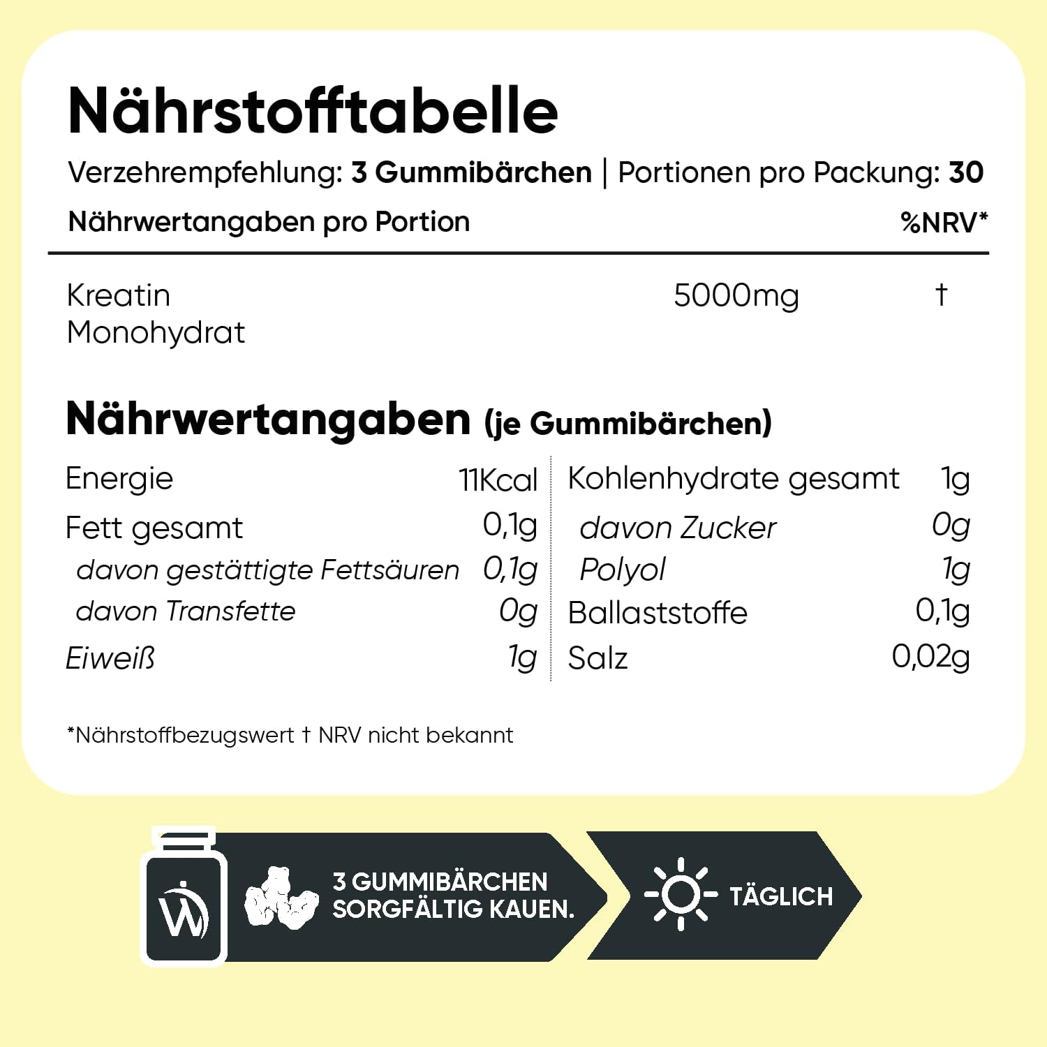 Thumbnail 2 de WeightWorld Creatin Monohydrat Gummibärchen (5.000 mg pro Portion) – zuckerfreie vegane Kreatin-Gummis mit Zitronengeschmack