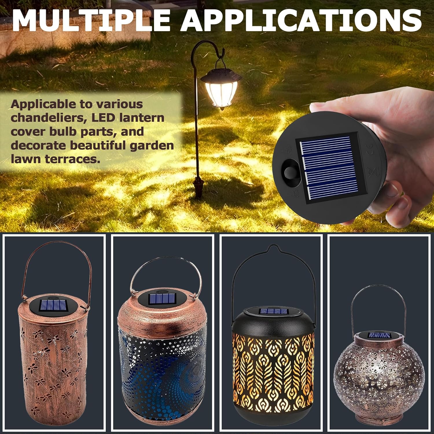 Detalle de Solar Light Replacement Top 7cm for Outside Lanterns (Warm Light, IP44) – Small 1.2V 600mAh, 2PCS