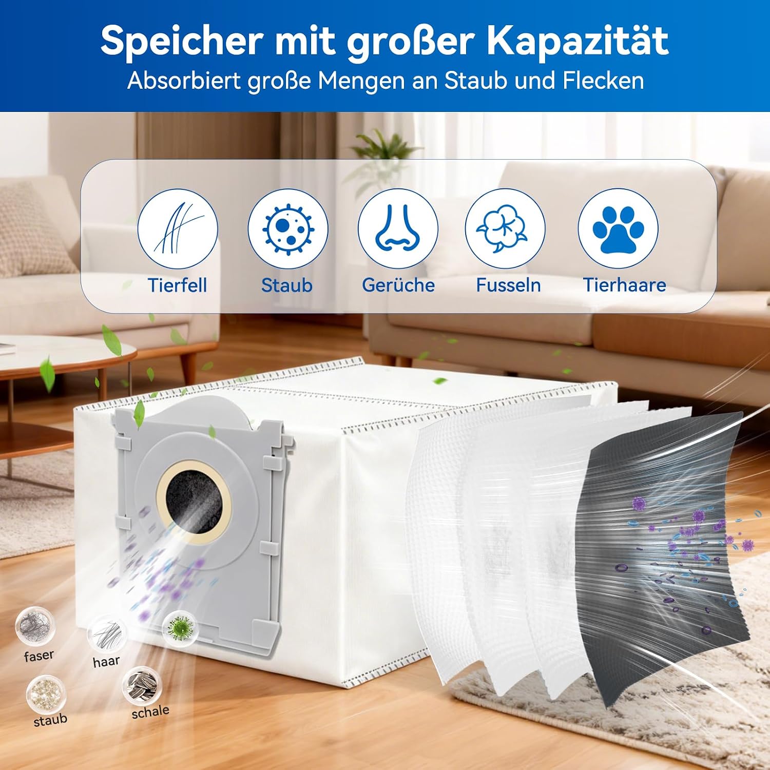 Detalle 2 de ECOVACS DEEBOT T50 Omni Zubehörset 4 Staubbeutel
