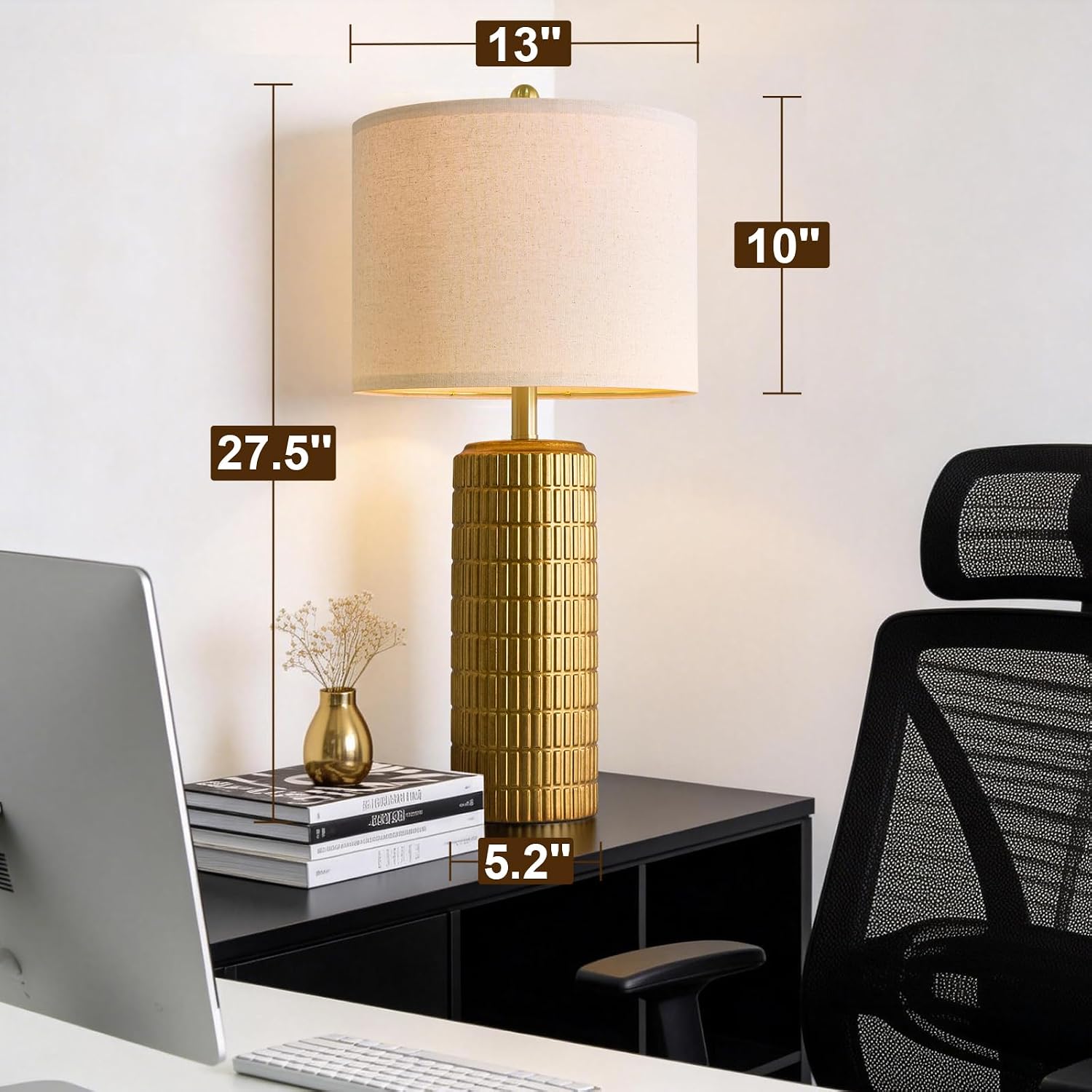 Thumbnail 6 de PoKat AMZ-T1102L-GL Table Lamps, Set of 2, 27.5-Inch Antique Gold Ceramic