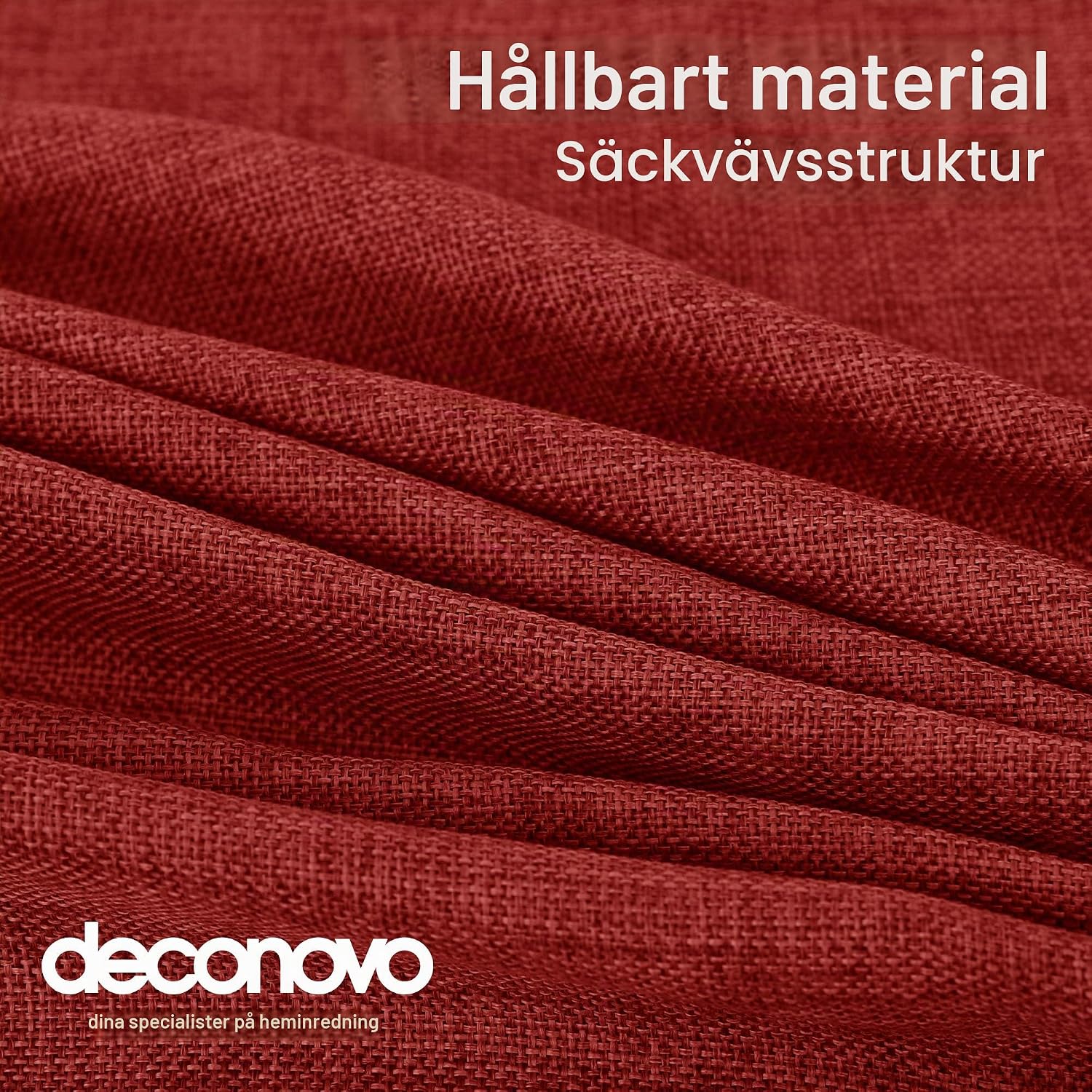 Detalle 1 de Deconovo rektangulär julduk 150 × 240 cm, röd med linneeffekt