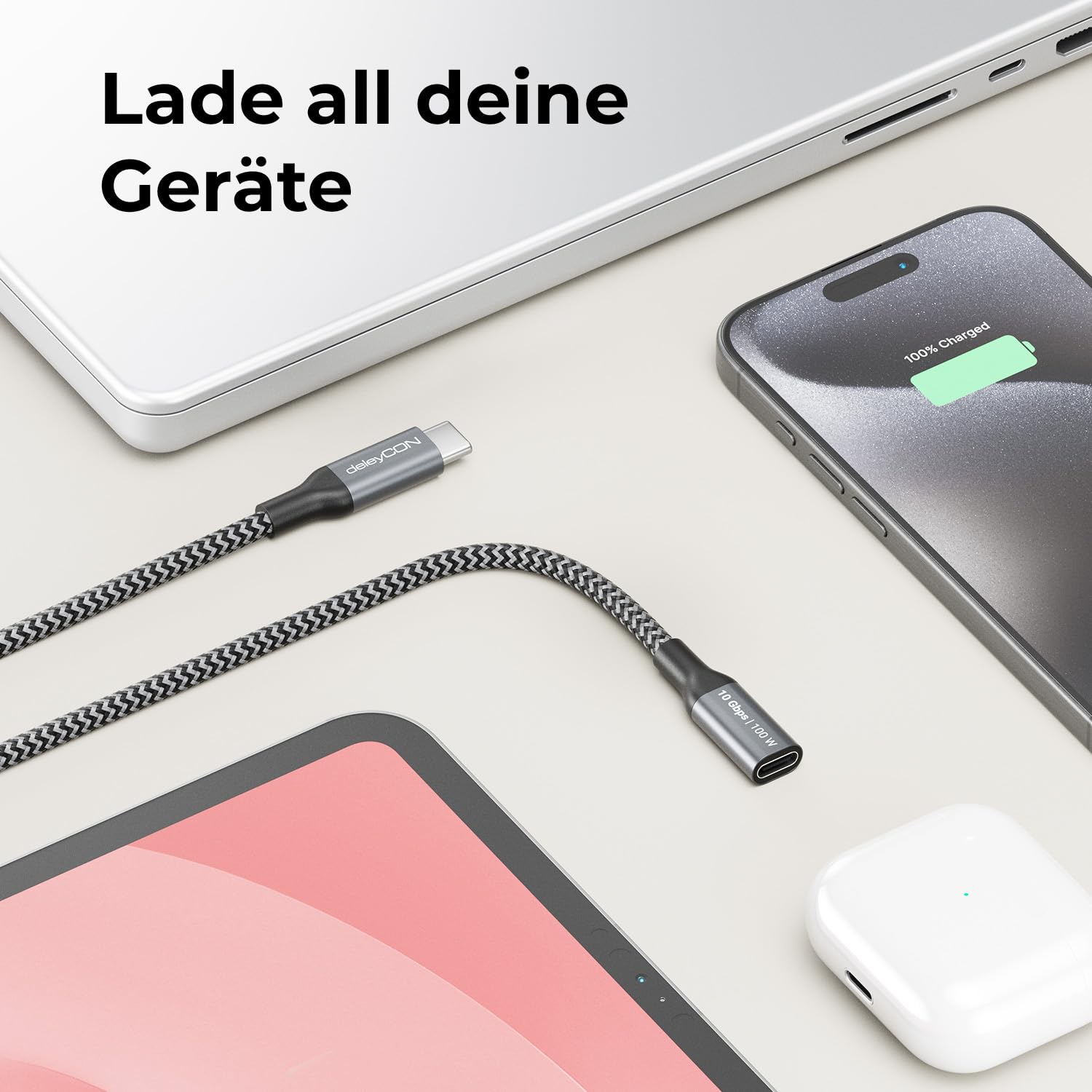 Thumbnail 6 de deleyCON USB-C Verlängerungskabel 0,5 m – 100 W, 10 Gbit/s, USB-C zu USB-C, DP Alt Mode, 4K@60Hz