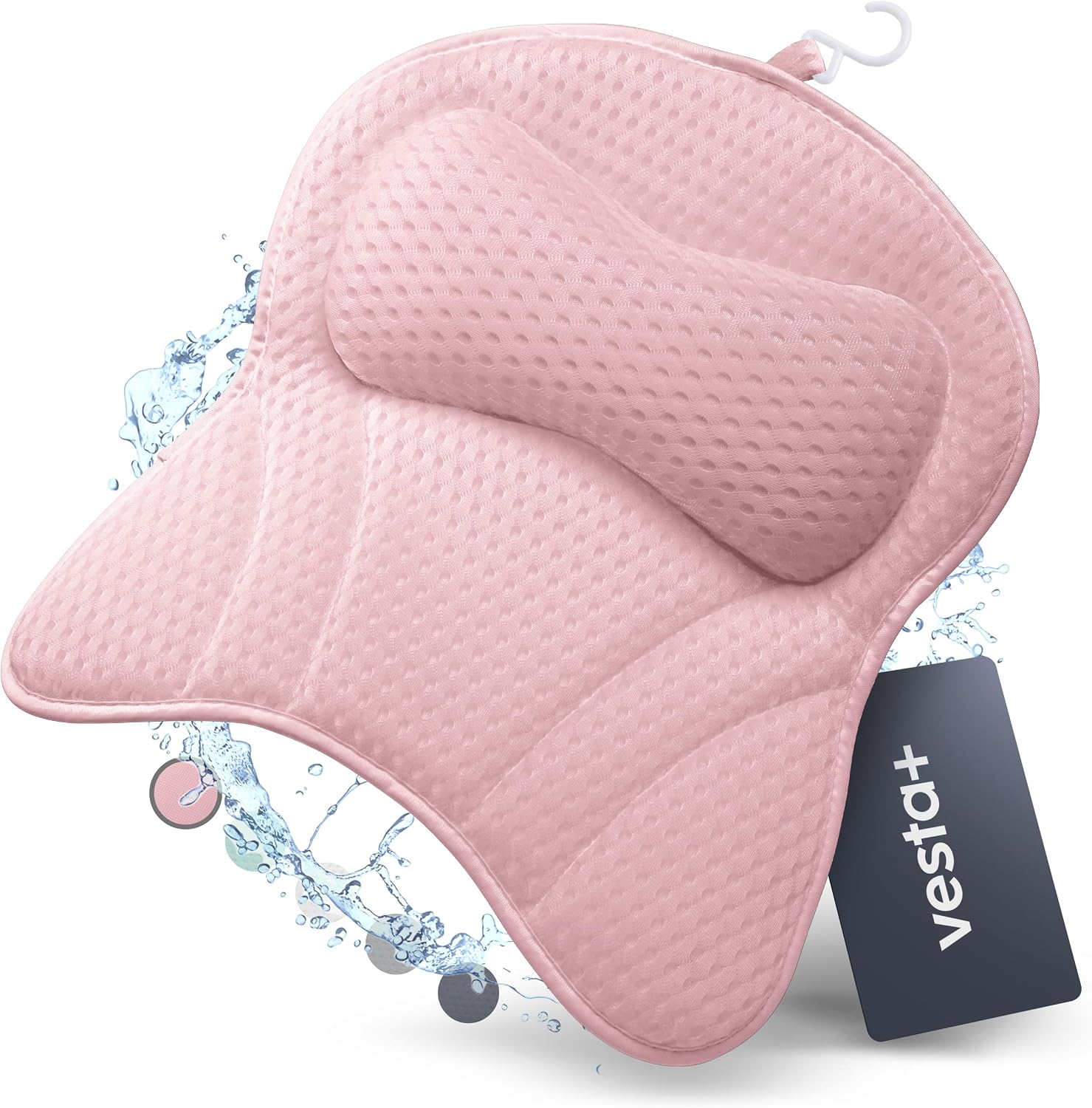 Vesta+ Badewannenkissen Rosa L mit Saugnäpfen – Nackenkissen für die Badewanne, Testsieger-Option