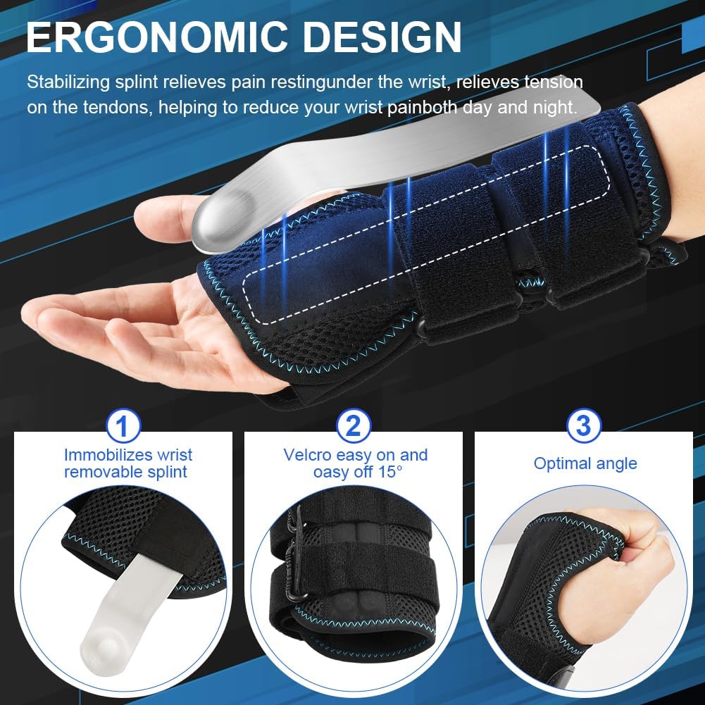 Thumbnail 2 de AOGOE Orthese Poignet – Attelle Poignet Réglable à 3 Éclisses Métalliques