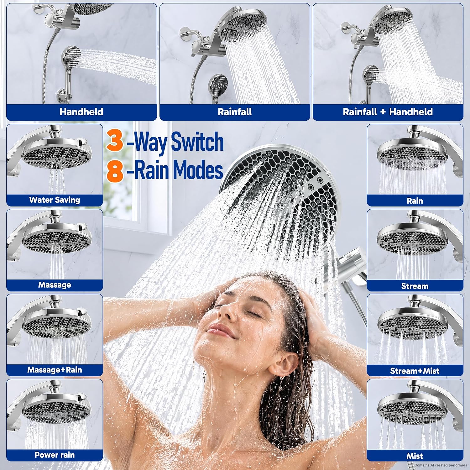 Detalle 2 de Veken Filtered Showerhead Set, Chrome