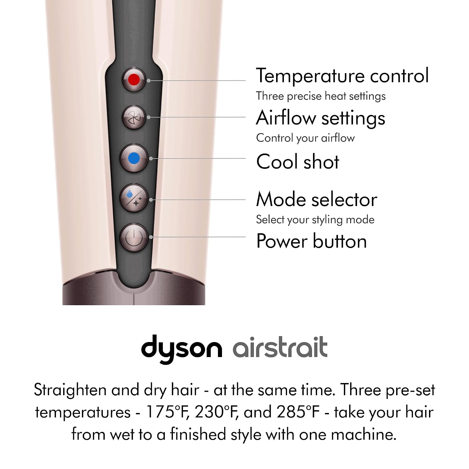 Detalle 2 de Dyson Airstrait 453951-91 Wet-to-Dry Hair Straightener, No Hot Plates