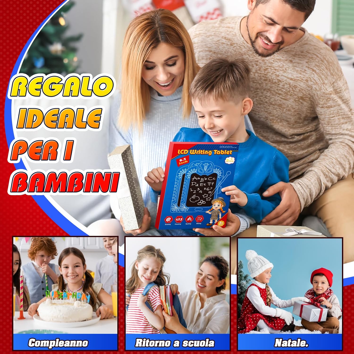 Detalle de Braxel Lavagna per Bambini 8,5 Pollici: Lavagna Magica Colorata, Cancellabile e Portatile