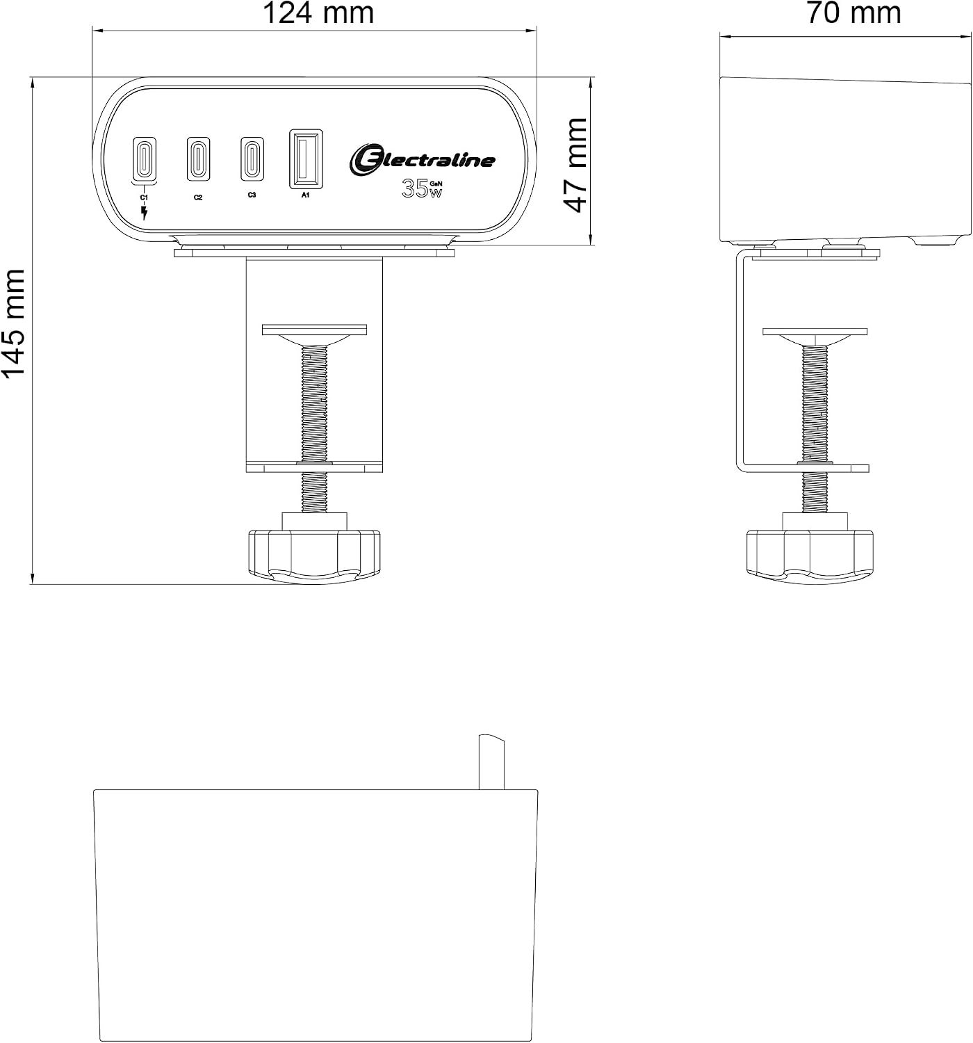 Detalle 2 de Electraline Steckdosenleiste Büro mit USB PD