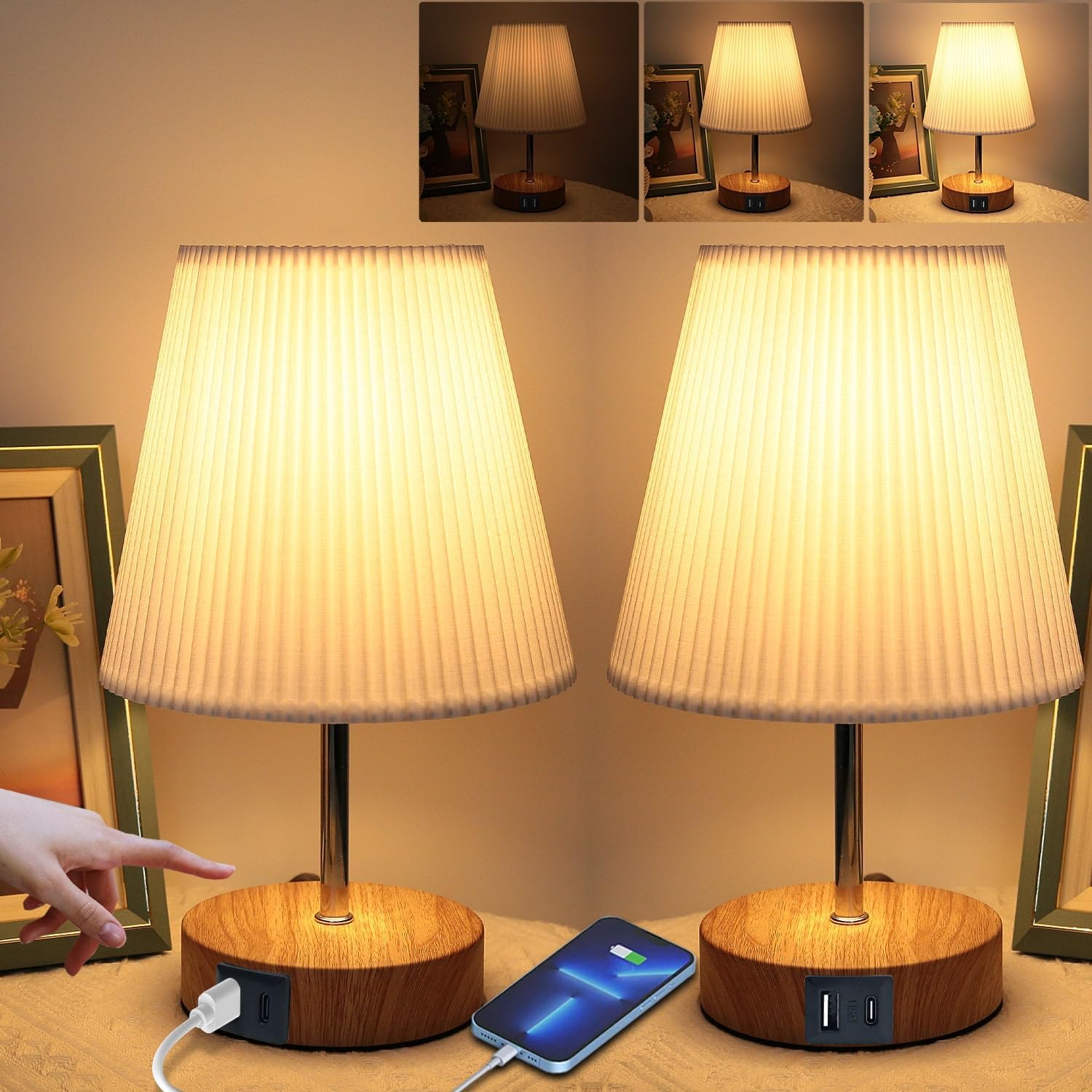 Detalle de HSLighting Nachttischlampe Touch Dimmbar 2 Stück