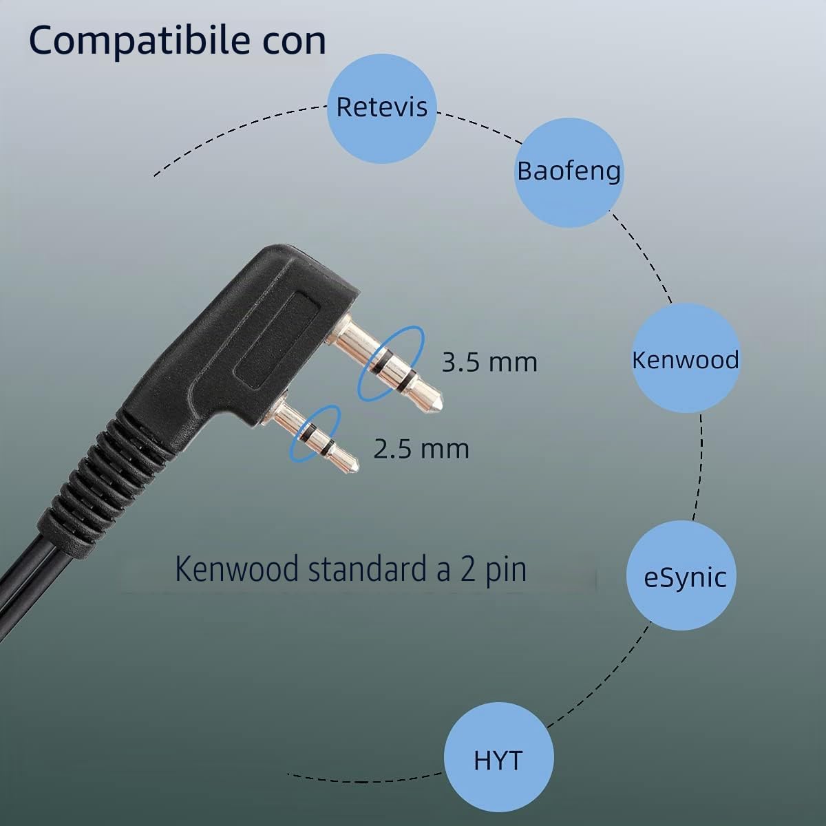 Detalle de Cuffia Walkie Talkie Retevis con Tubo Acustico Trasparente – compatibile RT24/RT15/RT27/RT5R e Baofeng UV-5R