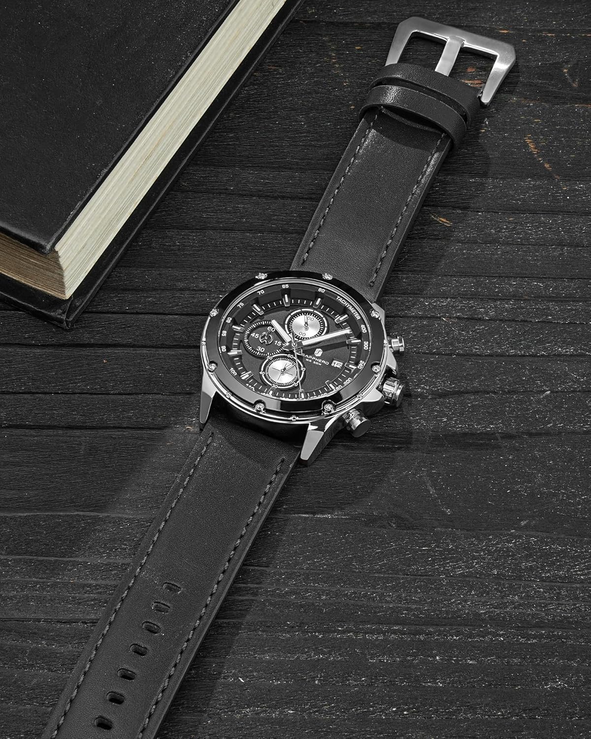 Detalle de BENYAR BY Orologio da uomo al quarzo con cinturino in pelle - 46 mm, cassa in lega, impermeabile e luminoso