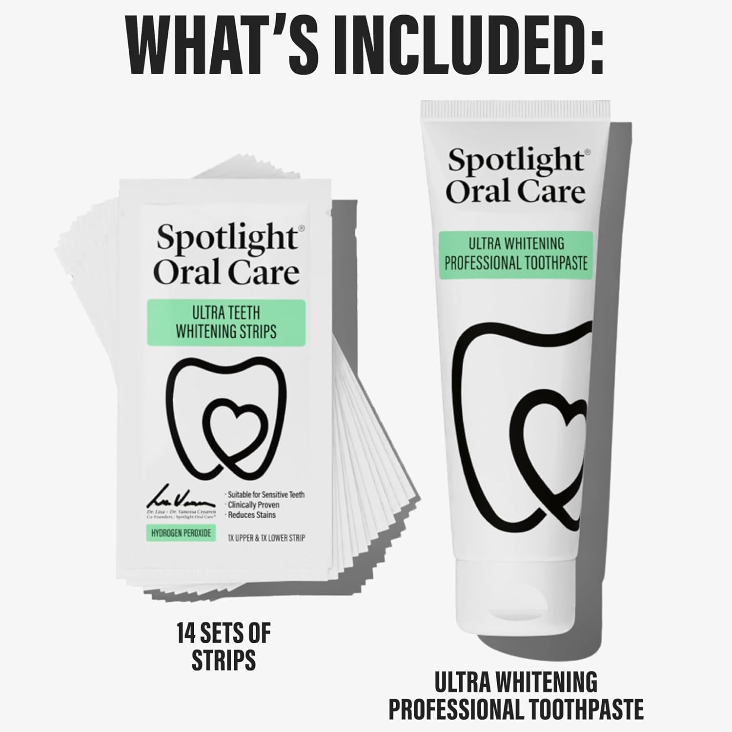 Detalle de Spotlight Oral Care Teeth Whitening Strips (28 strips + toothpaste) – 14-day hydrogen peroxide kit for sensitive teeth