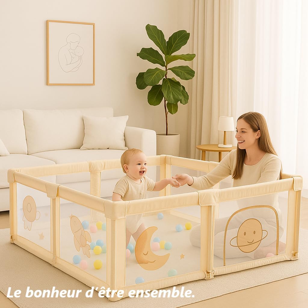 Thumbnail 5 de Joyeuse Planet Parc bébé pliable avec tapis – 130 x 130 cm, Oxford, pour domicile et voyage