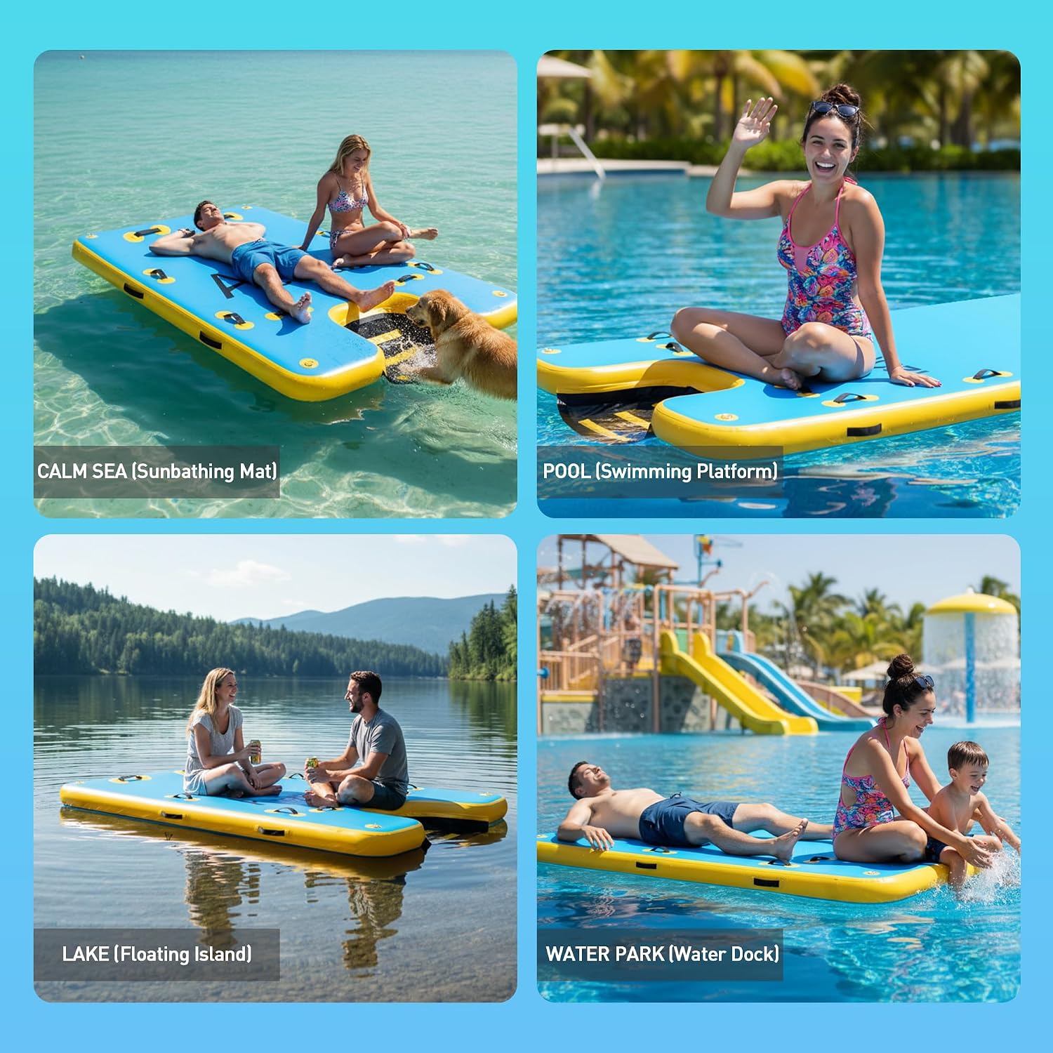 Detalle 2 de ACOMUZI Inflatable Floating Dock with Dog Ramp, 6" Thick Heavy-Duty Drop Stitch