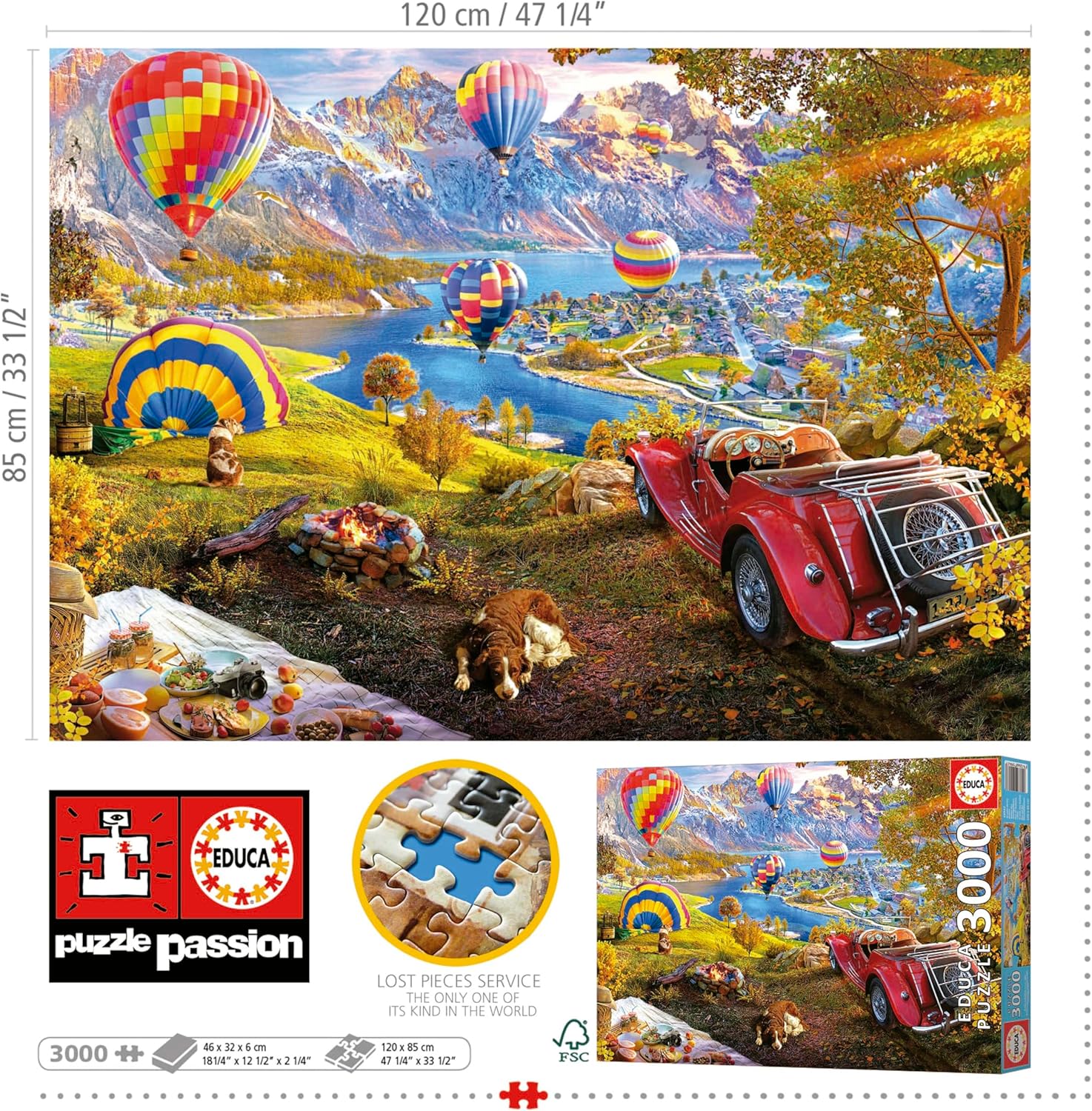 Thumbnail 2 de Educa Puzzle adulte 3000 pièces Vallée des Montgolfières (120 x 85 cm)