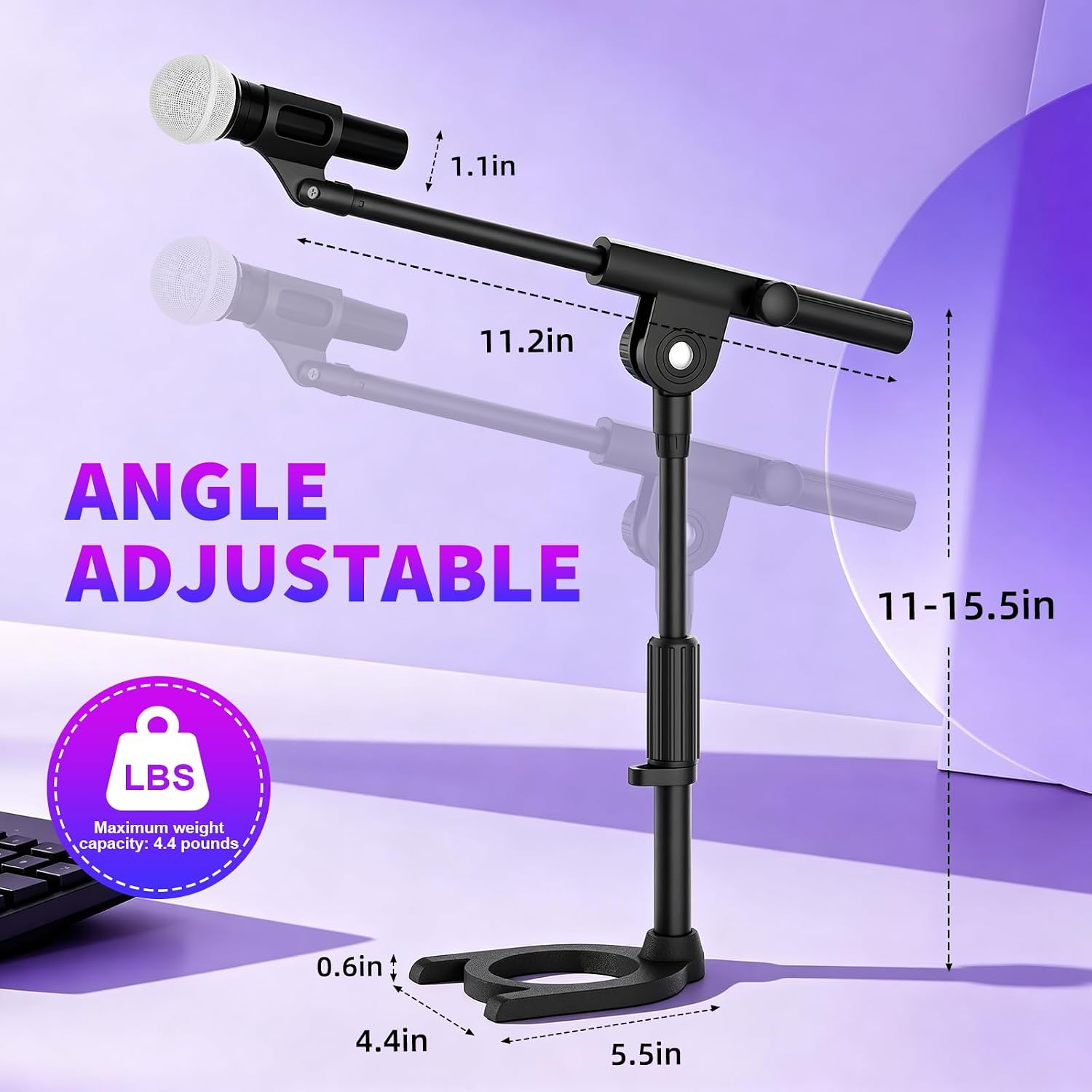Detalle de futrue-wolker Basic Mount Desktop Microphone Stand with Adjustable Boom Arm