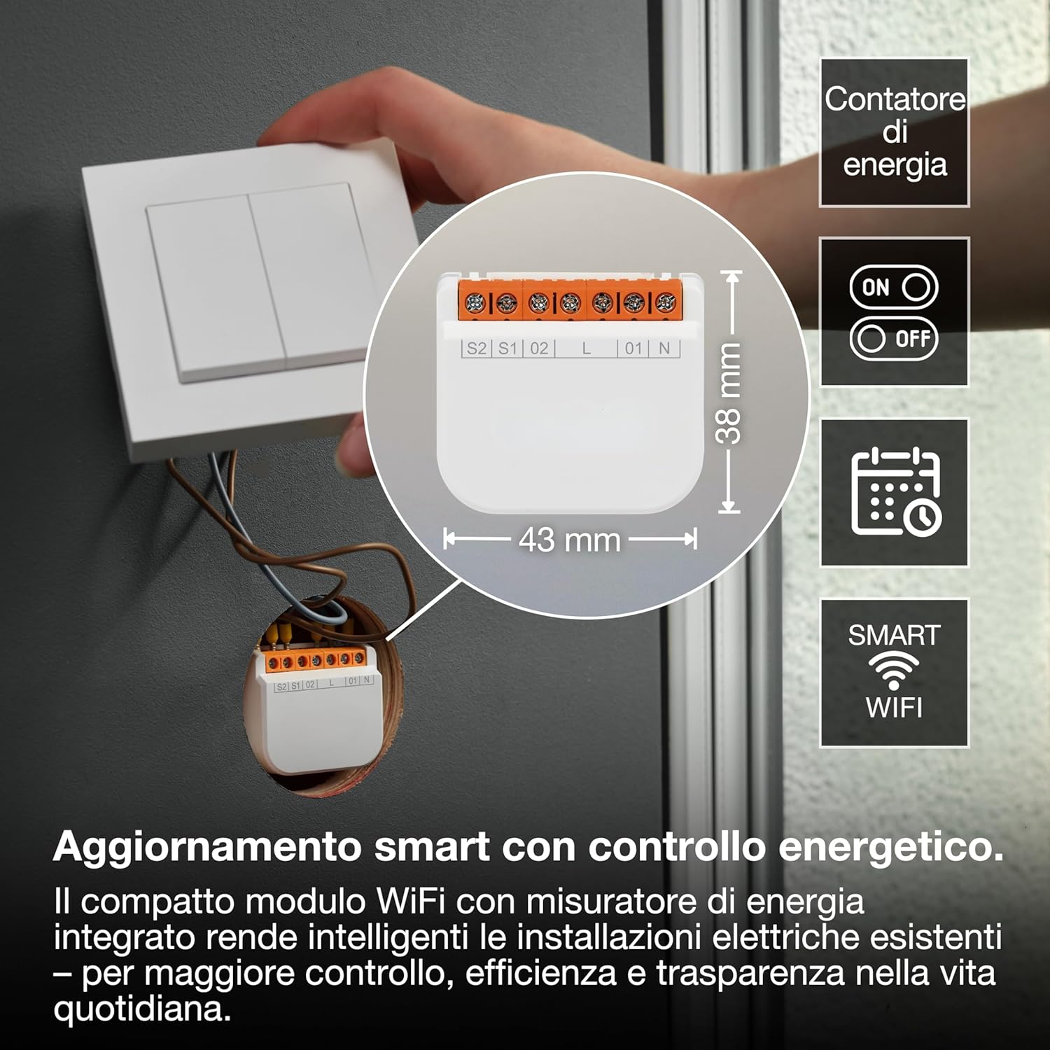 Thumbnail 1 de OSRAM SMART+ WiFi Modulo di commutazione 2 canali da 10A con contatore energia, compatibile Alexa, bianco