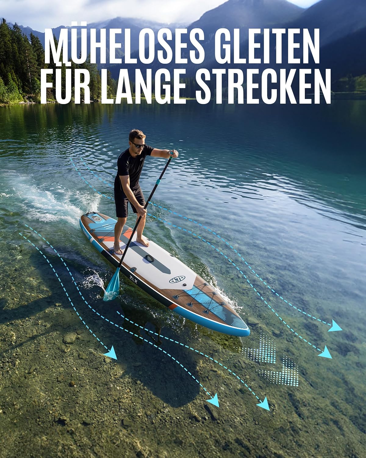 Detalle de ZLX Stand Up Paddling Board 350x83 cm – stabiles, vielseitiges SUP-Set für alle Könnensstufen