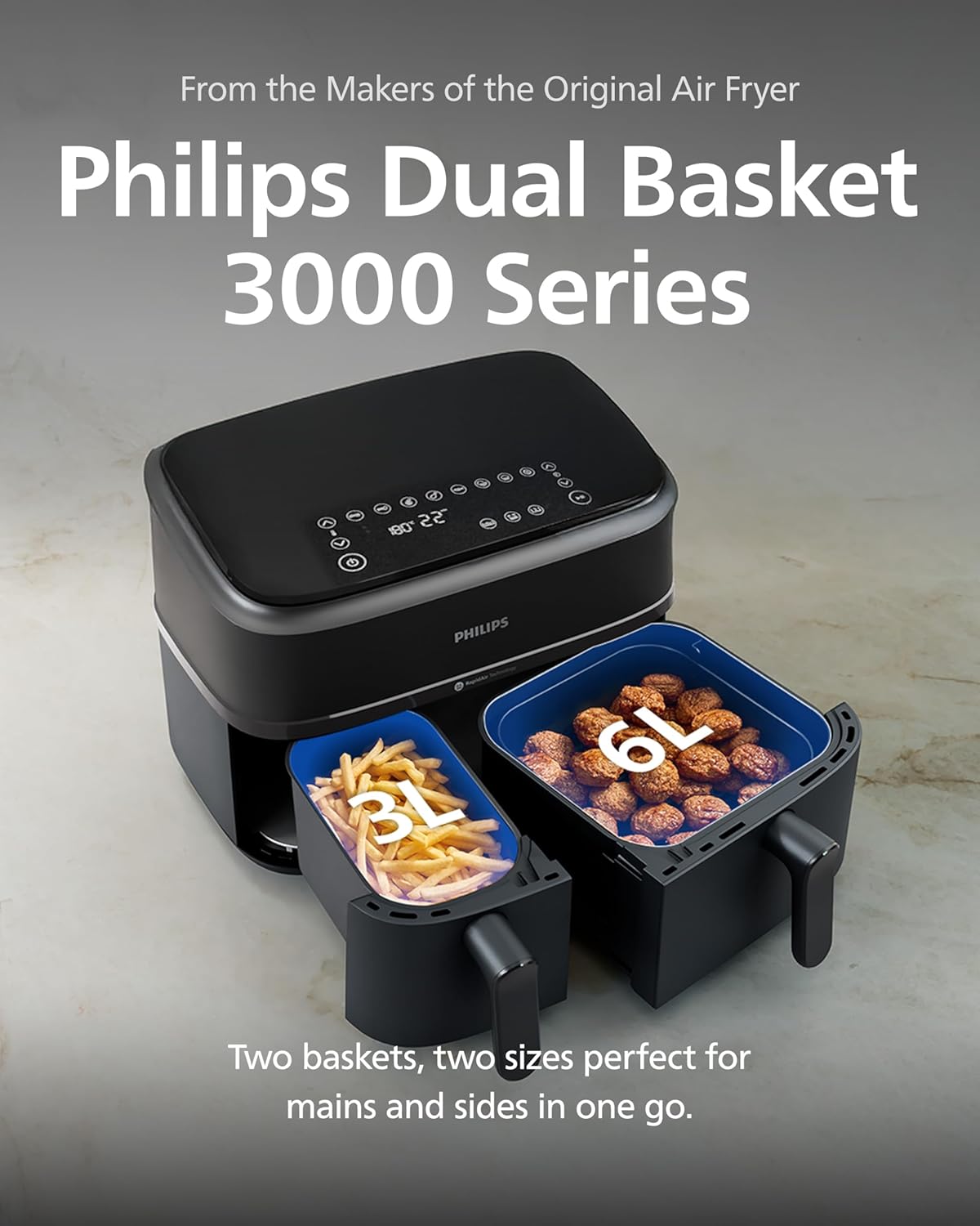 Detalle 2 de Philips Airfryer 3000 Series Dual Basket 3L+6L Air Fryer