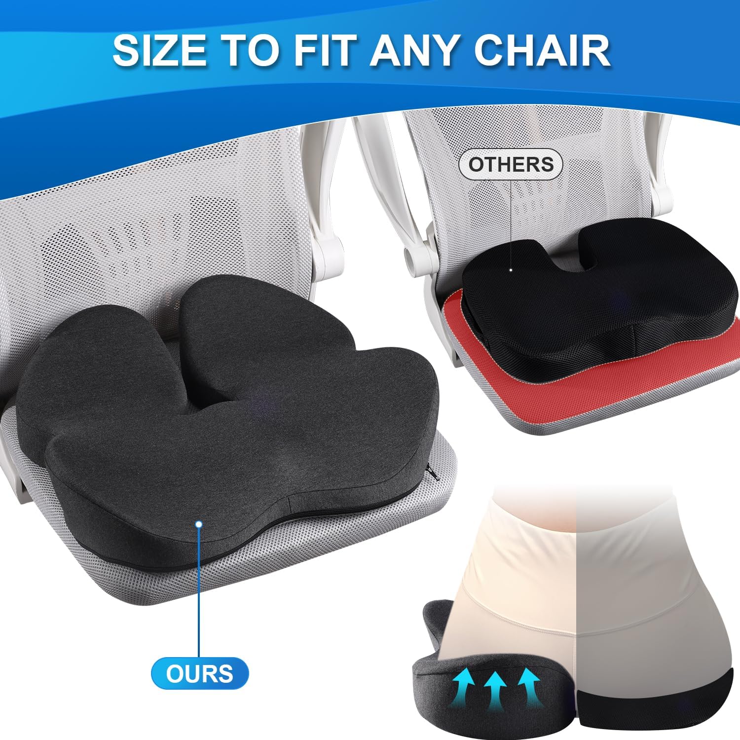 Thumbnail 4 de Seat Cushion Memory Foam 19in for Office Chair