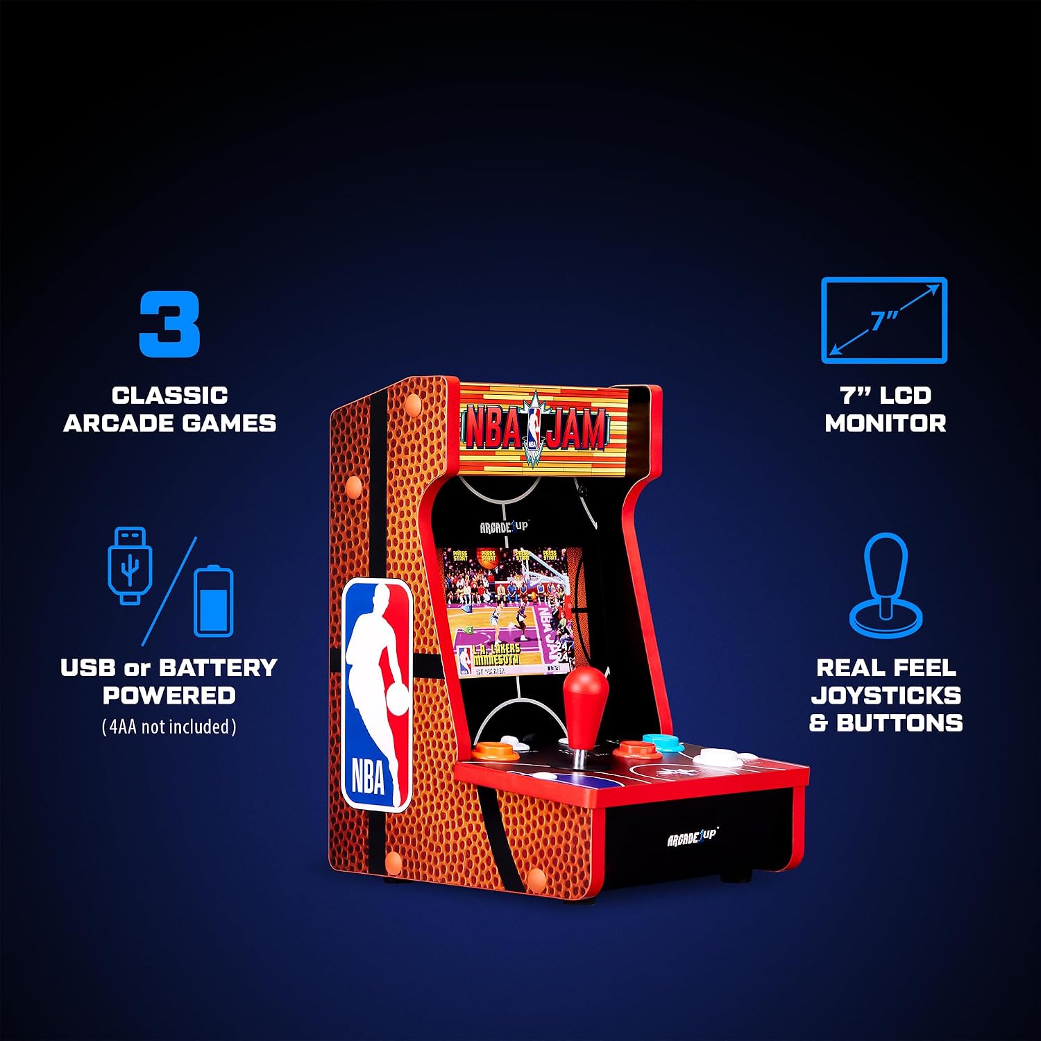 Detalle 2 de ARCADE1UP NBA-C-402300 NBA JAM Countercade with 7-Inch LCD and Light-Up Marquee