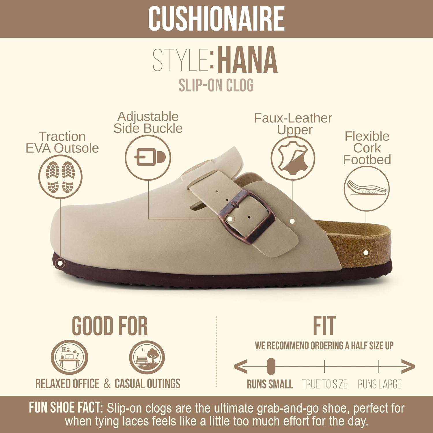 Detalle 2 de CUSHIONAIRE Hana women's clogs with cork footbed 👞