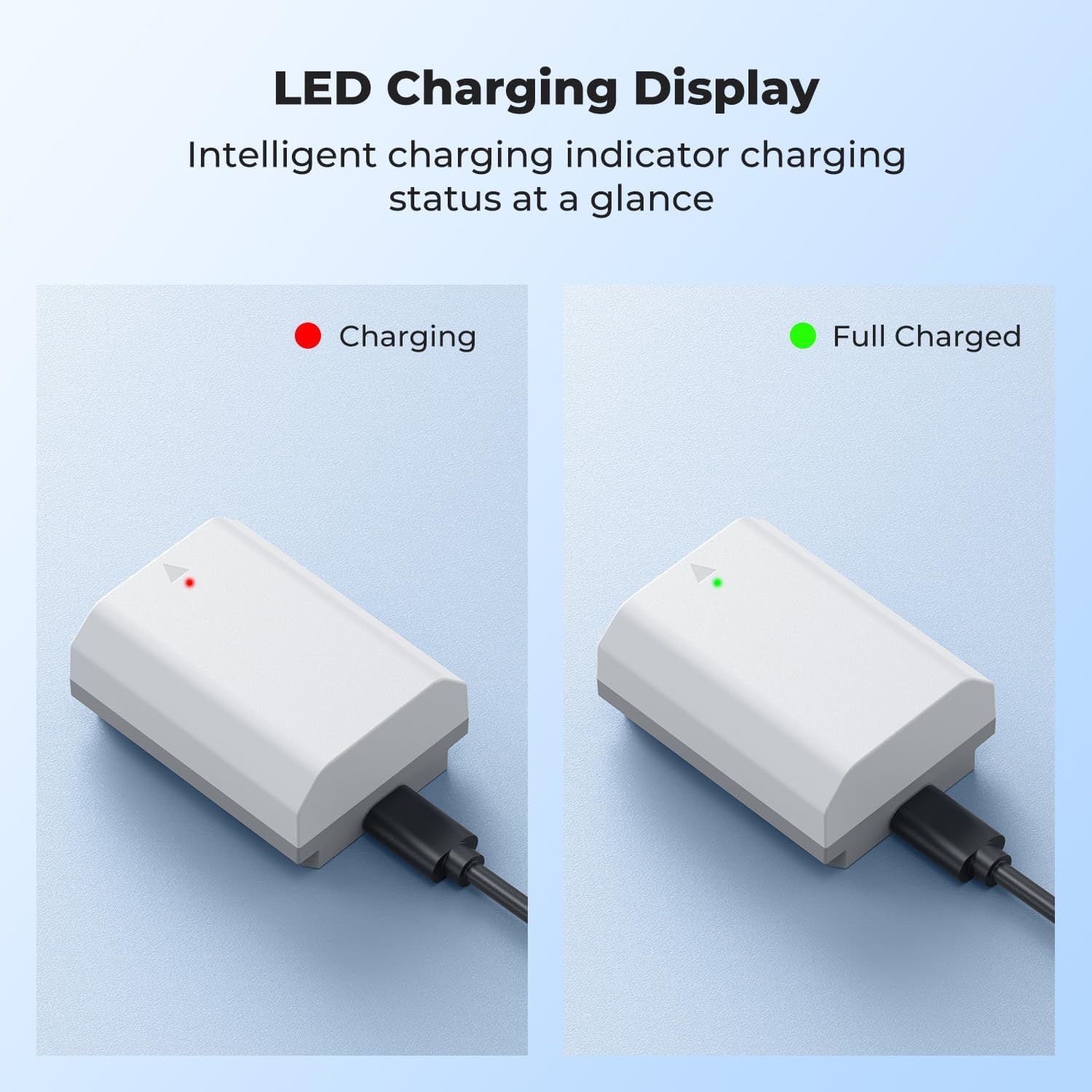 Detalle de K&F CONCEPT 2-Pack NP-FZ100 Battery (2600mAh) with USB-C Fast Charge for Sony Cameras