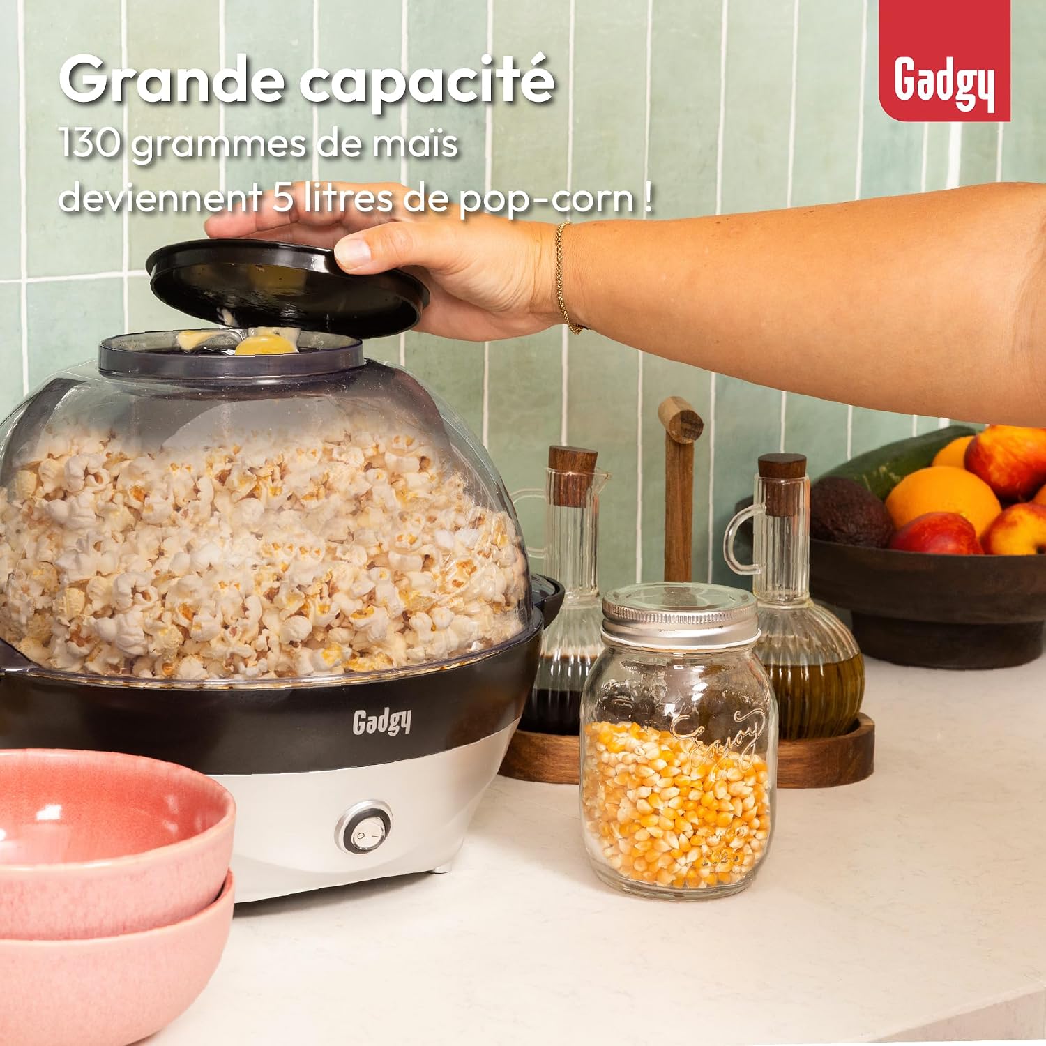 Detalle de Gadgy Machine à Popcorn – Appareil Électrique 800W, 5L pour la Maison et les Soirées Cinéma
