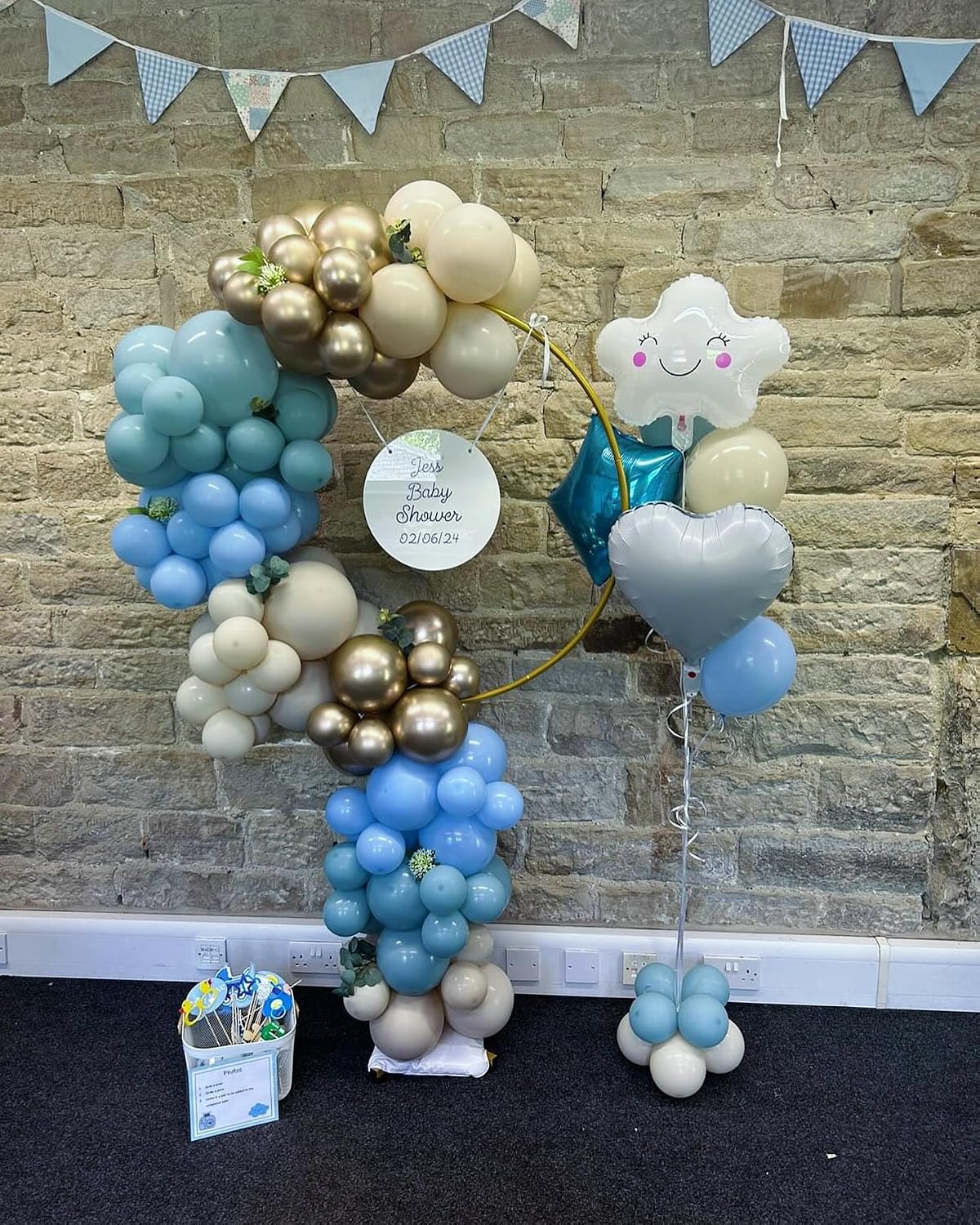 Detalle de Paready Dusty Blue Balloons, 50 Pcs – Light Blue Champagne Gold Mixed Balloons for Baby Showers and Celebrations