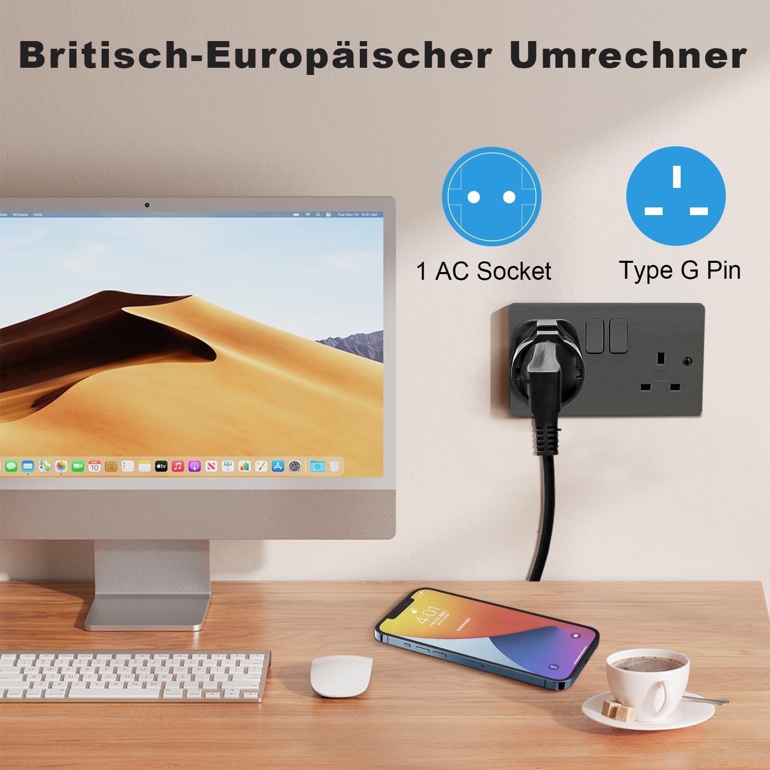 Thumbnail 4 de 2er Reiseadapter UK Steckdosenadapter Typ G für EU 🇬🇧🔌
