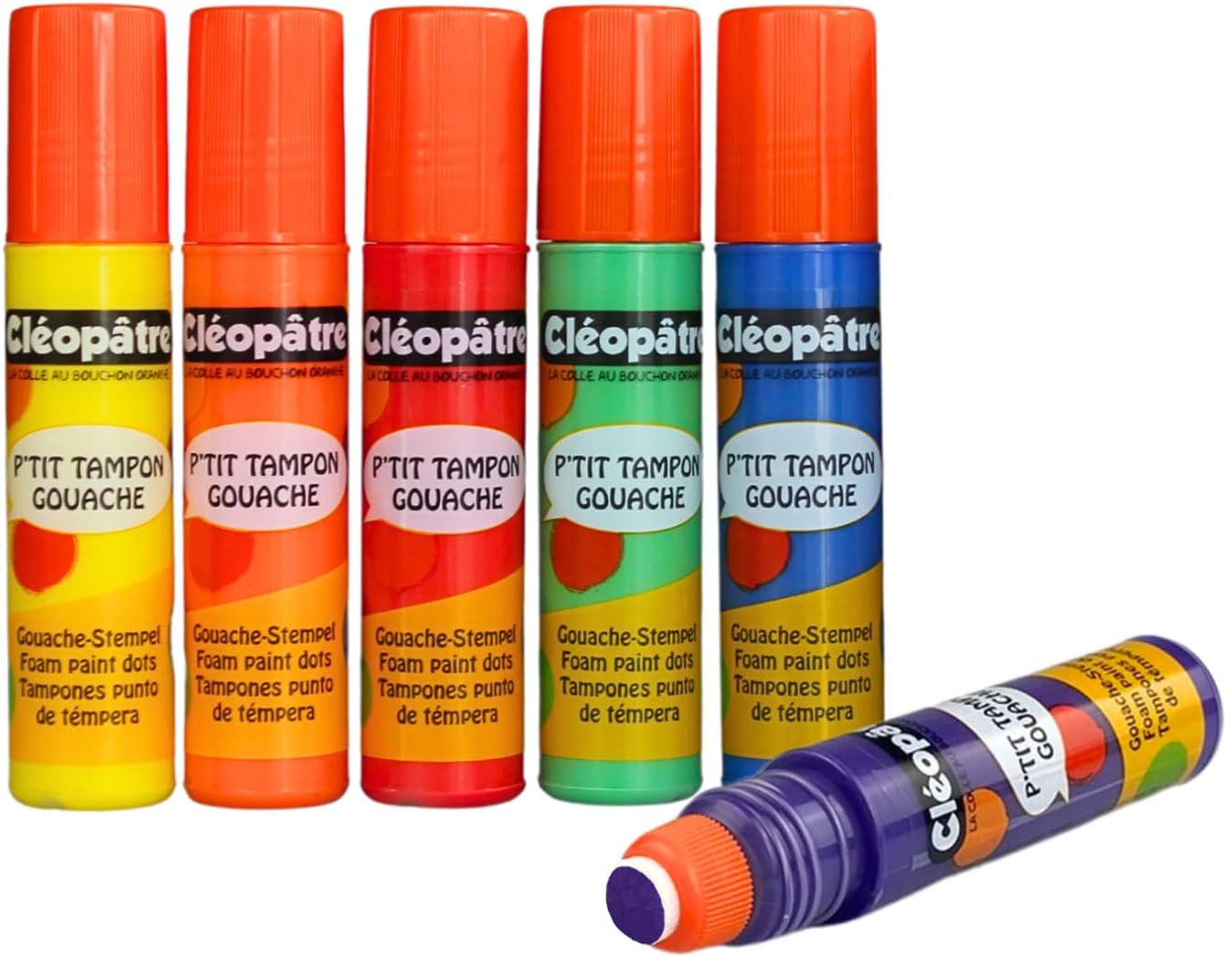 Thumbnail 6 de CLEOPATRE Lot de 6 P’tits Tampons de Peinture Gouache 50ml – 6 couleurs, mousse d’application et rechargeables