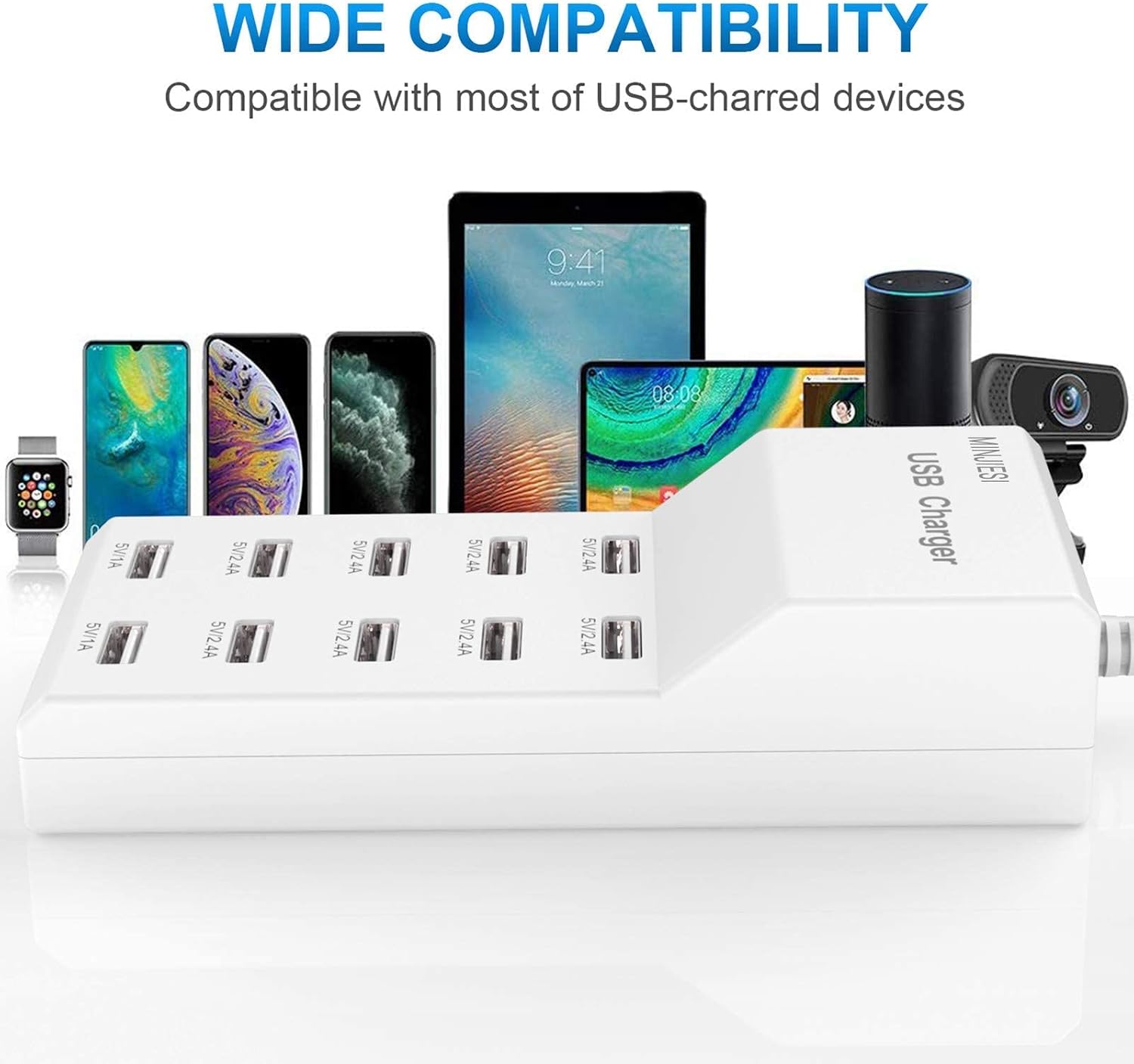Detalle 2 de MINJIESI 10-Port USB Charger Hub 50W
