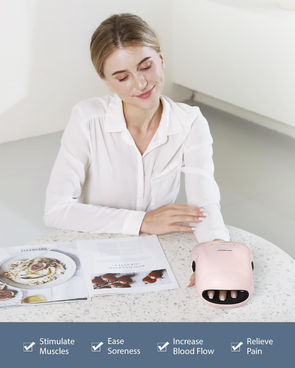 Detalle de CINCOM Cordless Hand Massager with Heat, Compression, and Adjustable Settings