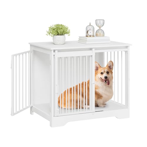 Hzuaneri DFC83613W Gabbia per cani 81 cm con tavolo supplemento