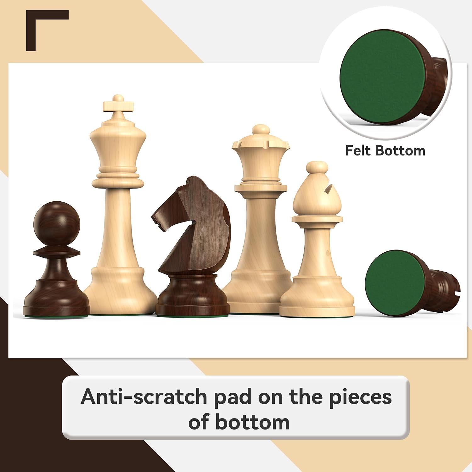 Detalle de doowroodni Wooden Chess Pieces, 3.75-Inch King