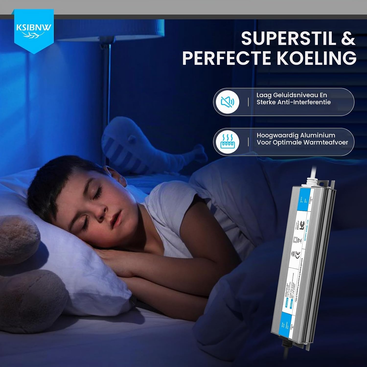Detalle 2 de KSIBNW 12V-36W LED-transformator, 3A, IP67 en EU-stekker