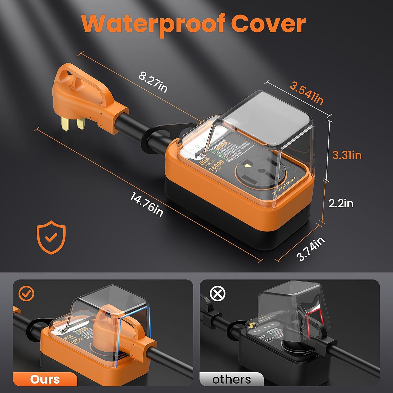 Thumbnail 4 de WLLNEE RV Surge Protector 50 Amp, 18000 Joules with Circuit Analyzer and Waterproof Cover