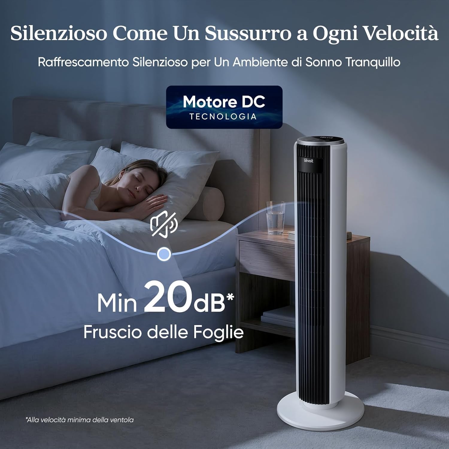 Detalle de LEVOIT Ventilatore a Torre 92 cm: silenzioso 20 dB, 7,9 m/s, 12 velocità