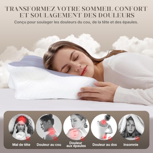 Detalle 2 de Oreiller Ergonomique Cervical Nuvellina – Mousse à mémoire Papillon, 2 hauteurs interchangeables