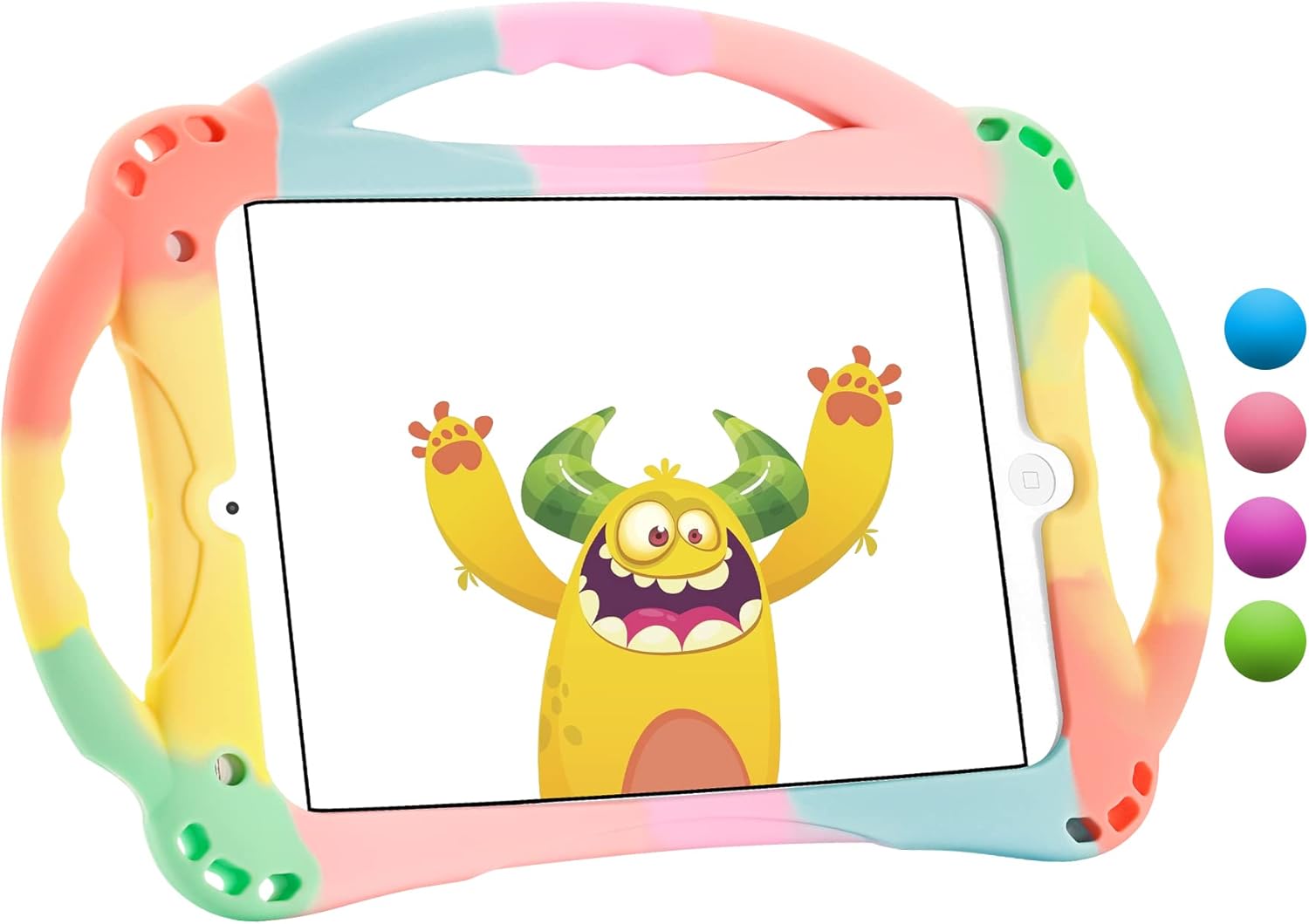 Detalle de TopEsct Kids Case for 7.9-inch iPad Mini (All generations up to 5th) – Rainbow Silicone Shockproof Cover with Handle, Stand & Strap