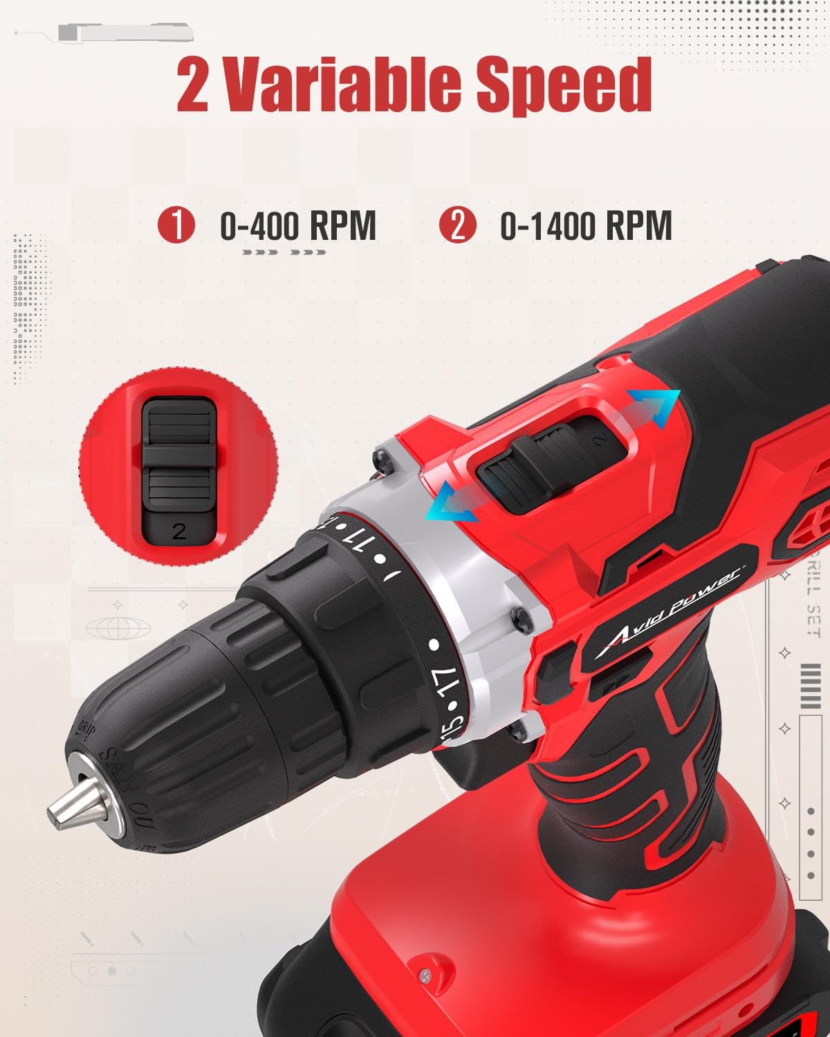 Detalle de AVID POWER Cordless Drill 20V