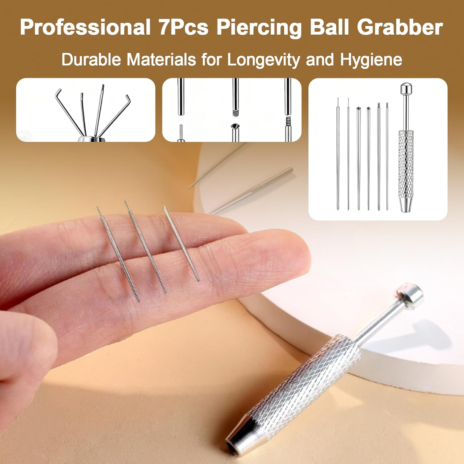 Thumbnail 2 de 7 Pcs Piercing Ball Grabber and Opener Set – Stainless Steel Piercing Tools for Ears, Nose, Lip & Navel