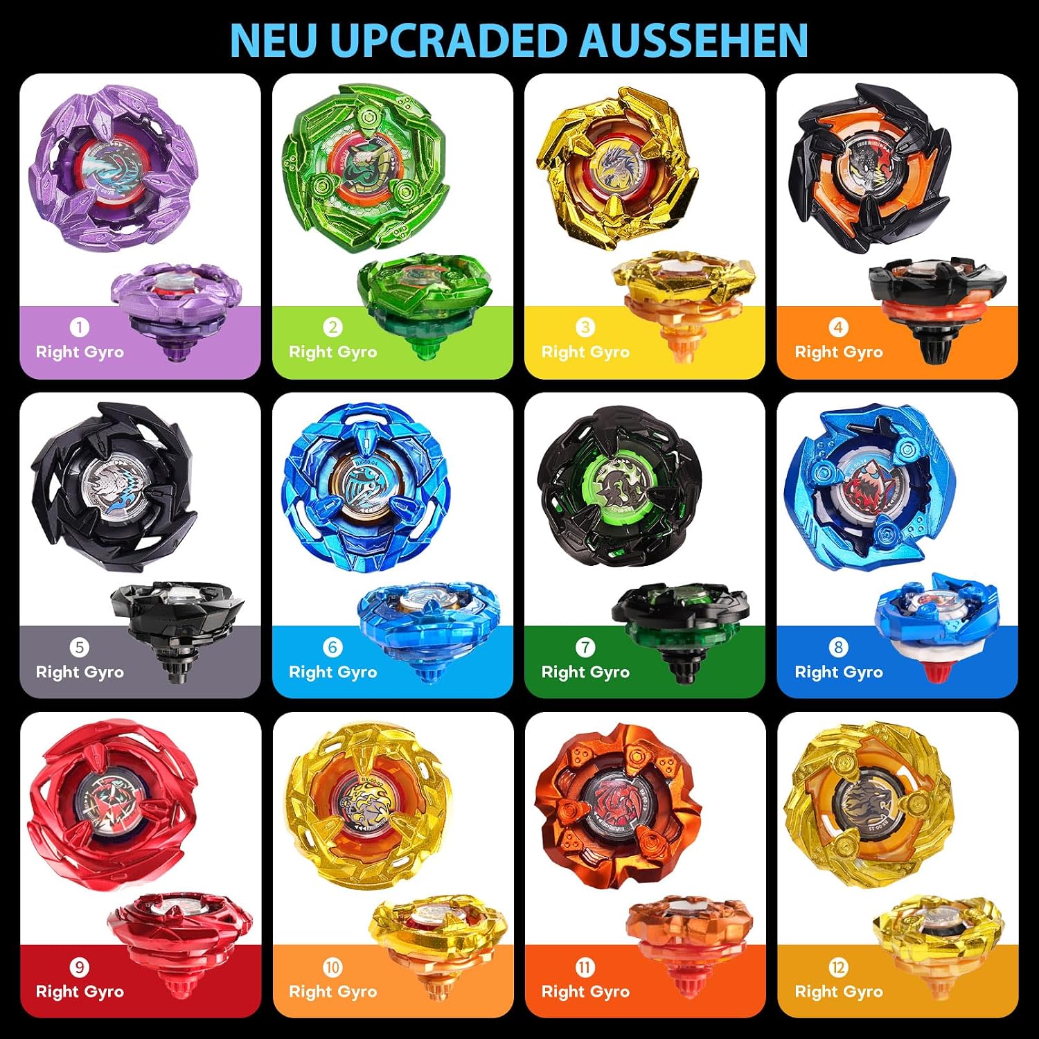 Detalle de X Kreisel Battle Set – Battle mit Kreisel, ab 6 Jahren, inkl. 12 Kampfkreisel, 2 Launchern und Starter-Schnur