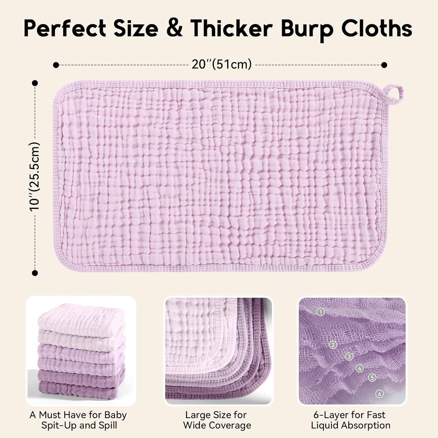 Thumbnail 2 de Unnivoll Muslin Cloths for Baby 50x25cm