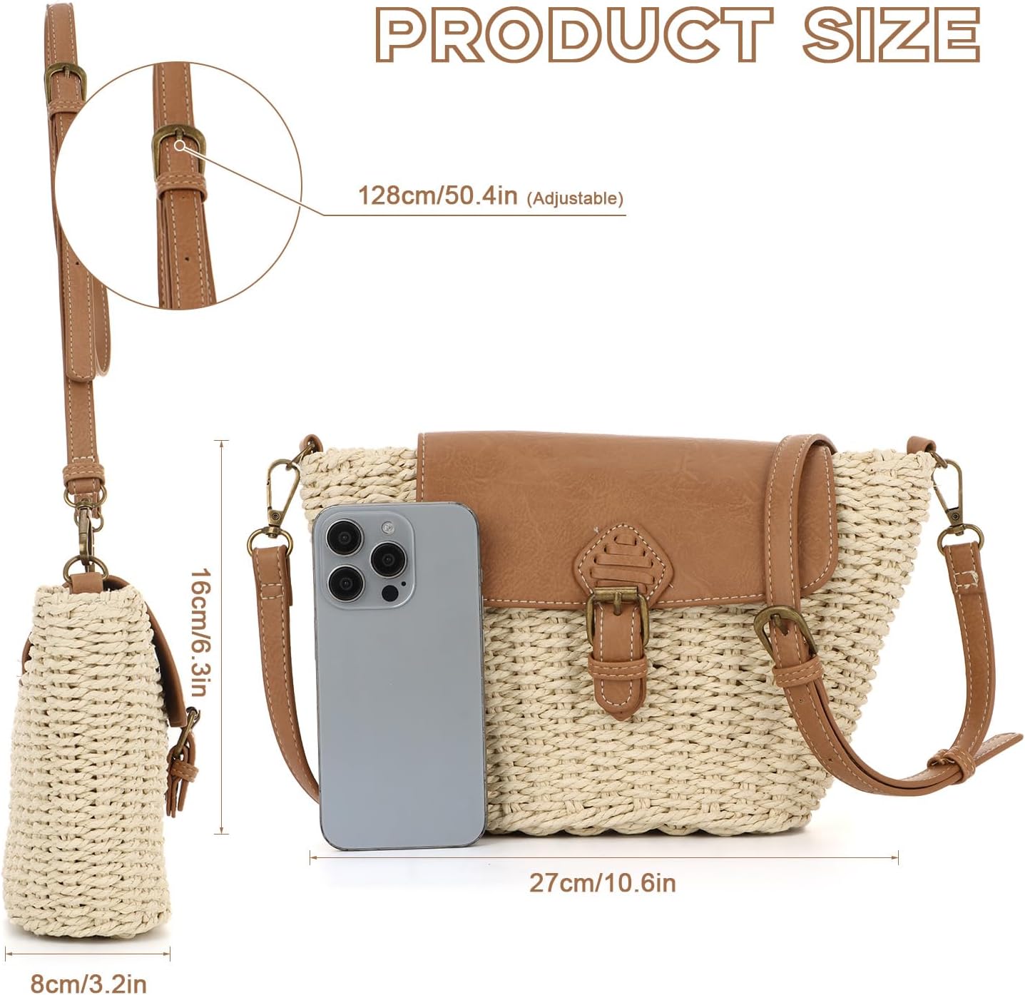 Detalle 1 de EVEOUT Strohtasche Damen Sommer