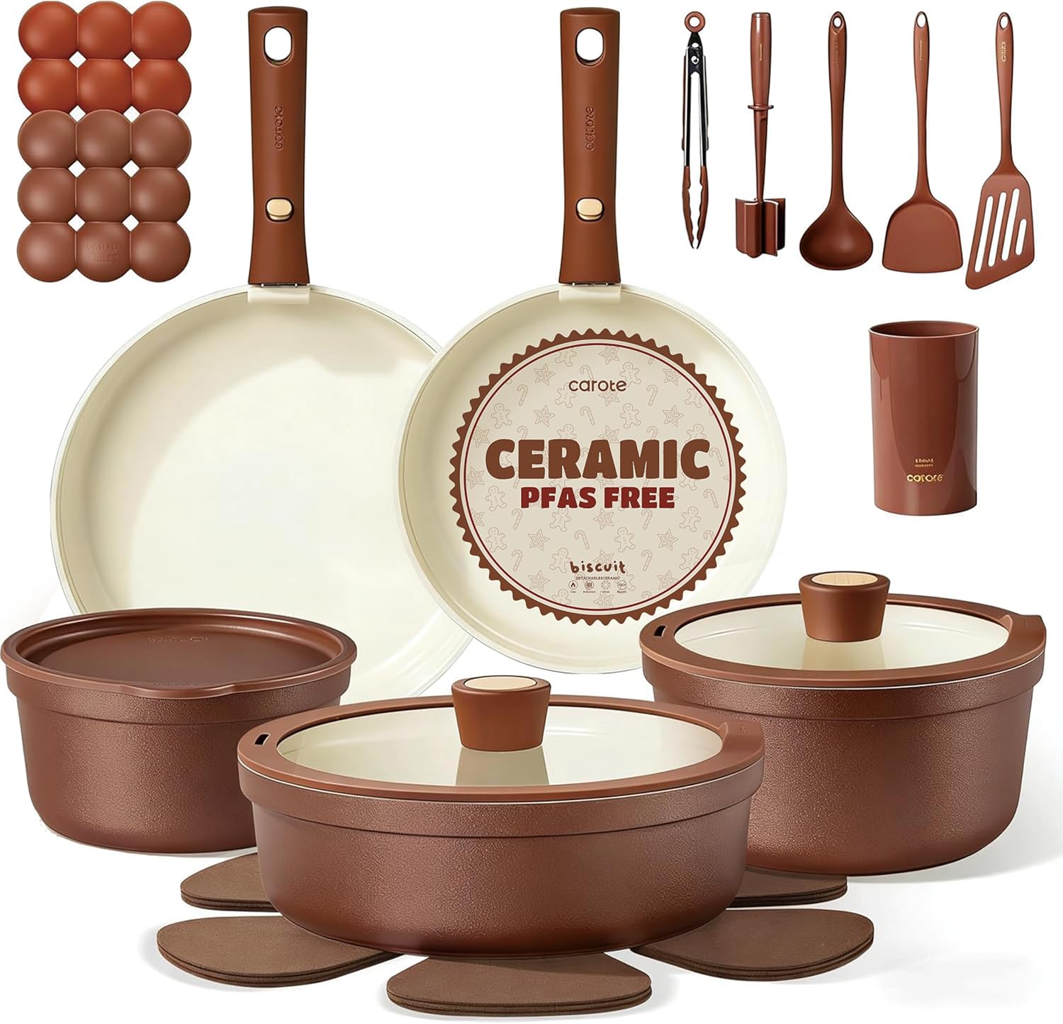 Detalle de CAROTE 22Pc Ceramic Cookware Set 4-qt