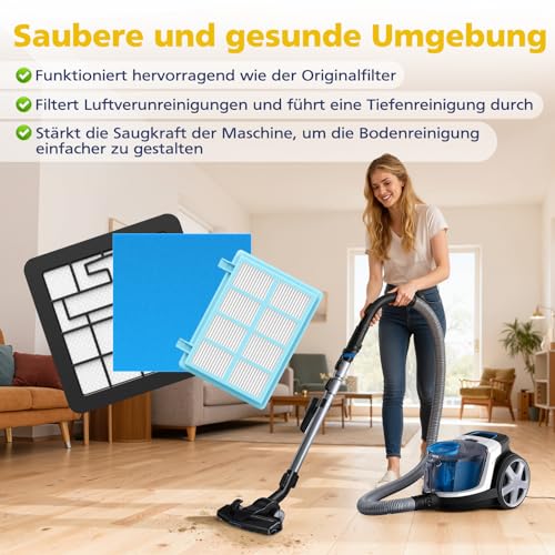 Thumbnail 6 de 4 Stück Staubsauger Filter Ersatz für Philips PowerPro Reihe – kompatibel mit FC933x, FC8010/01, FC955x | VILLAPOOL