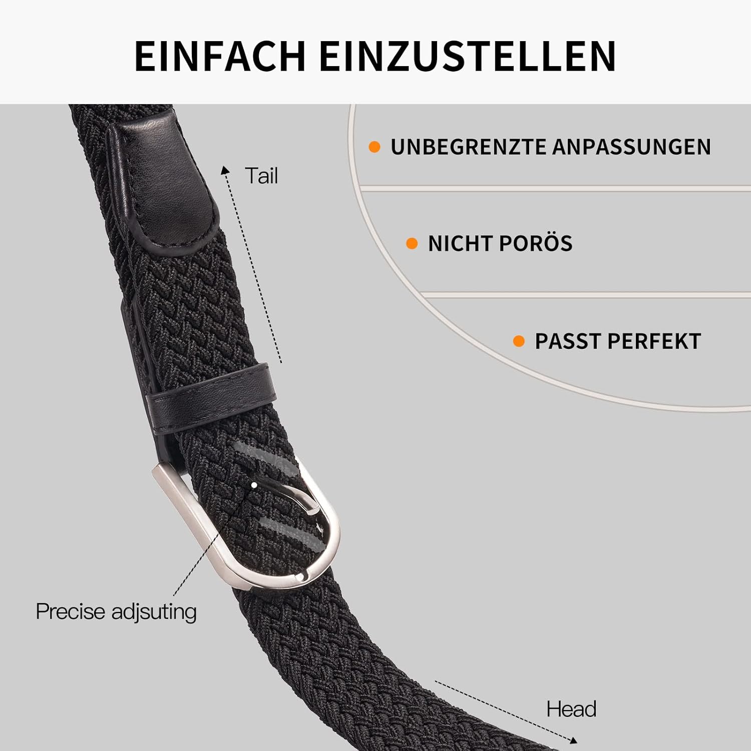 Thumbnail 2 de TANGCHAO Stoffgürtel Stretchgürtel 90 bis 135