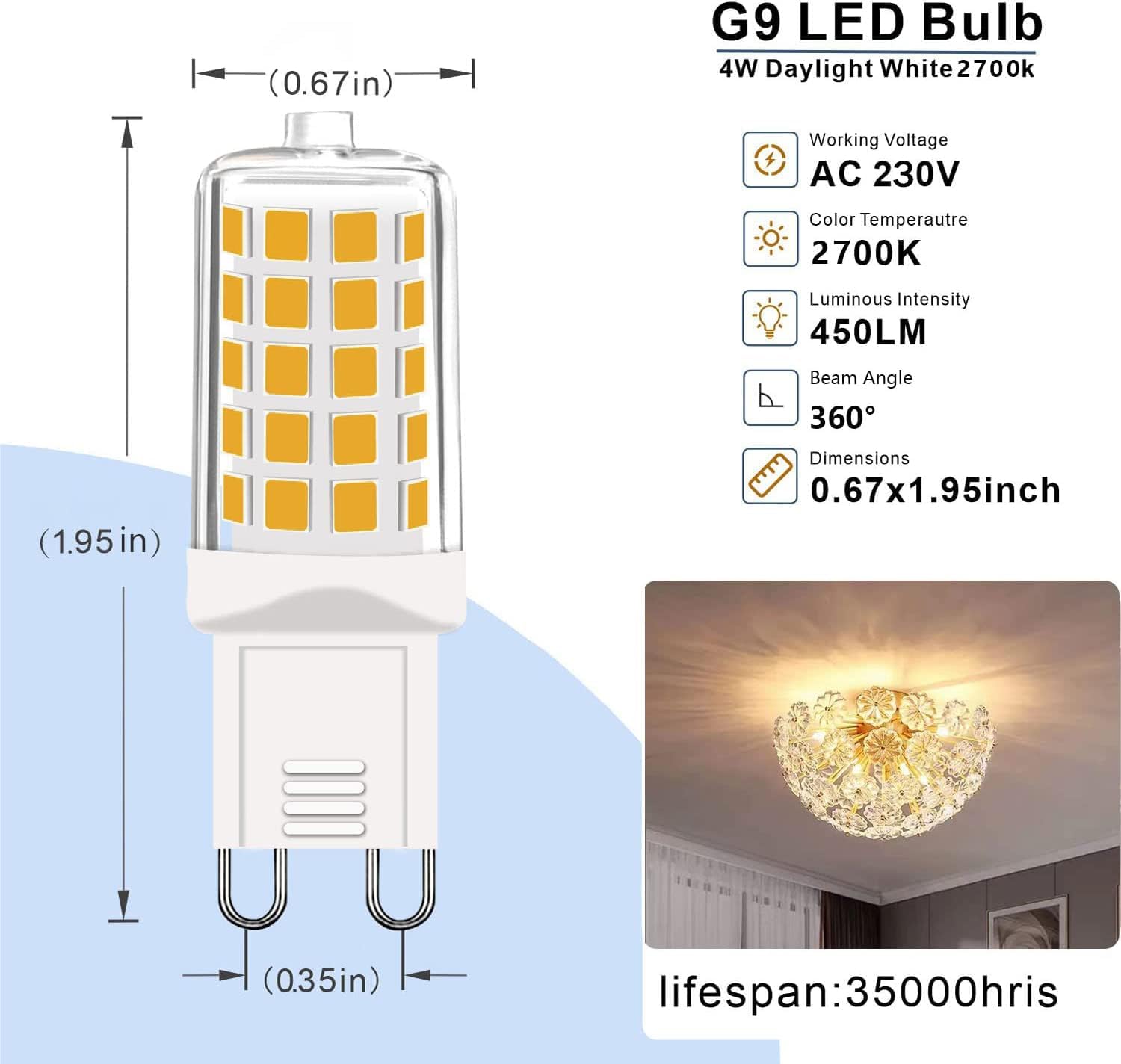 Detalle de G9 LED Warmweiß Dimmbar 4W 450 lm