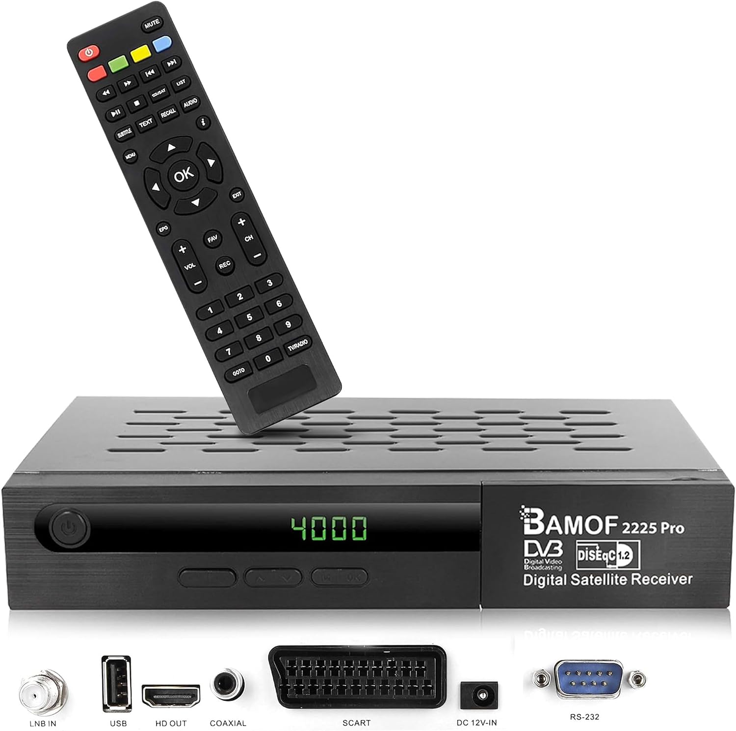 Detalle de BAMOF 2225 satellietontvanger met DVB-S2, Full HD, HDMI en 2x USB